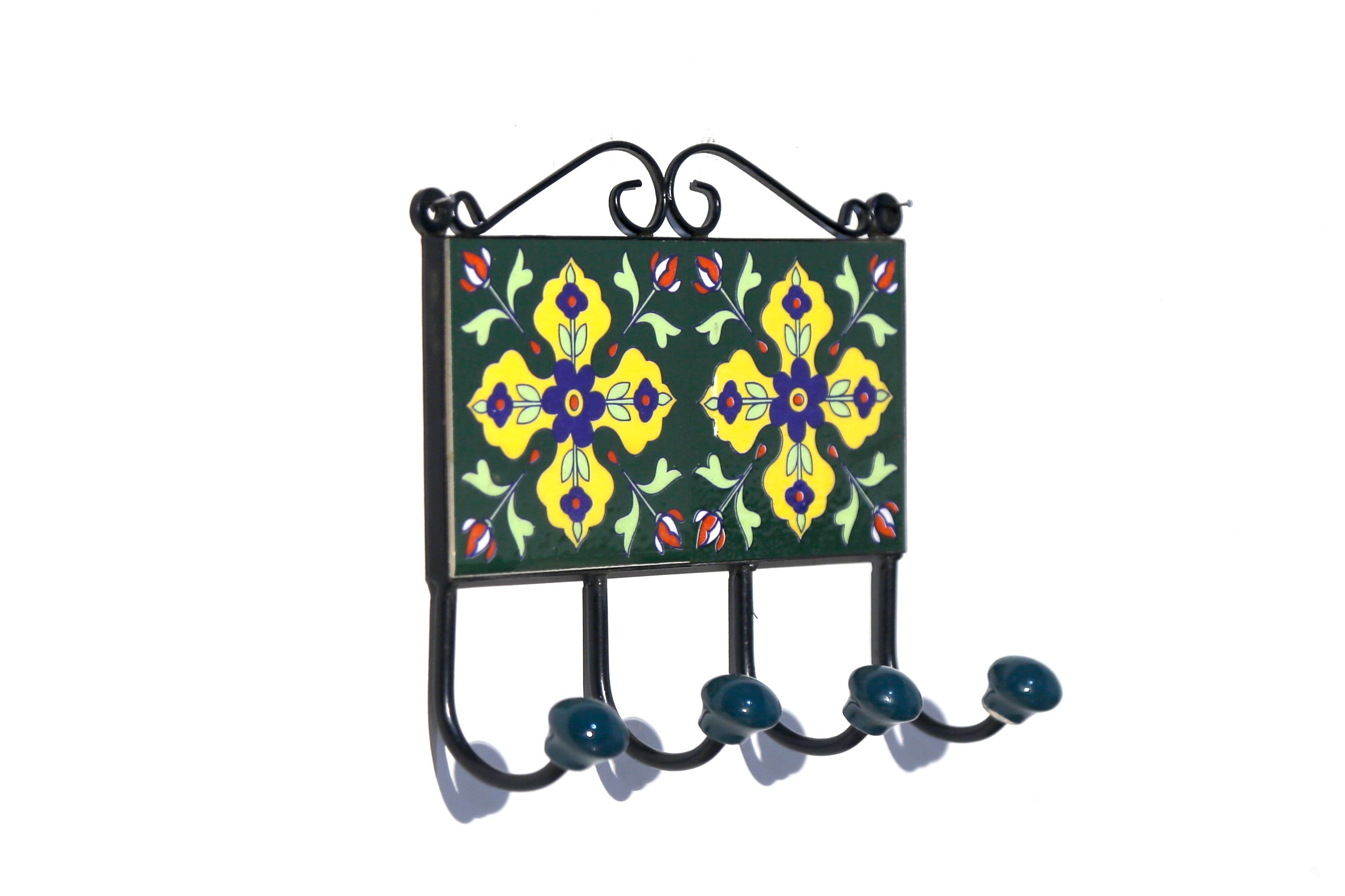 4 Hook Metallic Tile Hanger Pattern-19 Hook