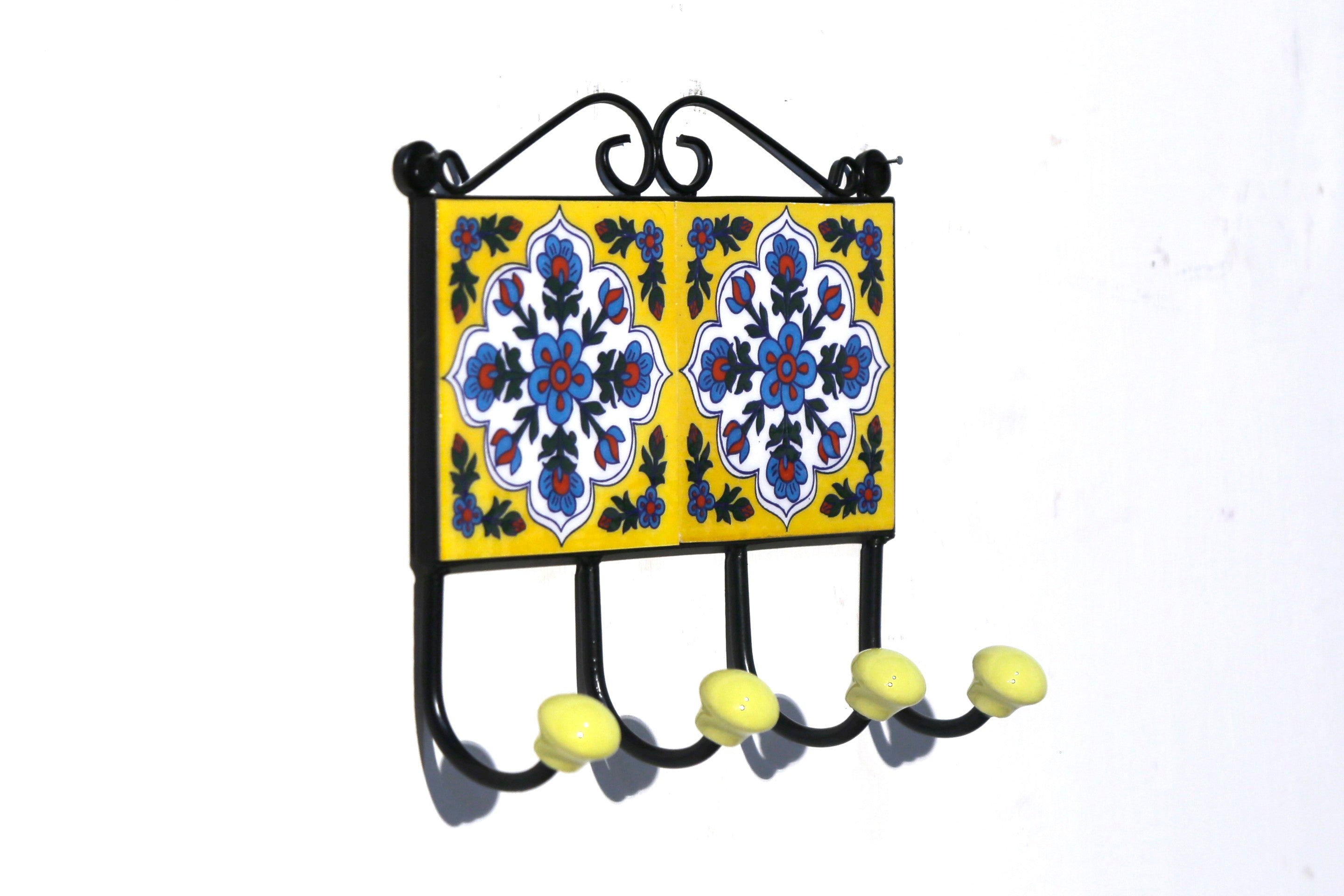 4 Hook Metallic Tile Hanger Pattern-8 Hook