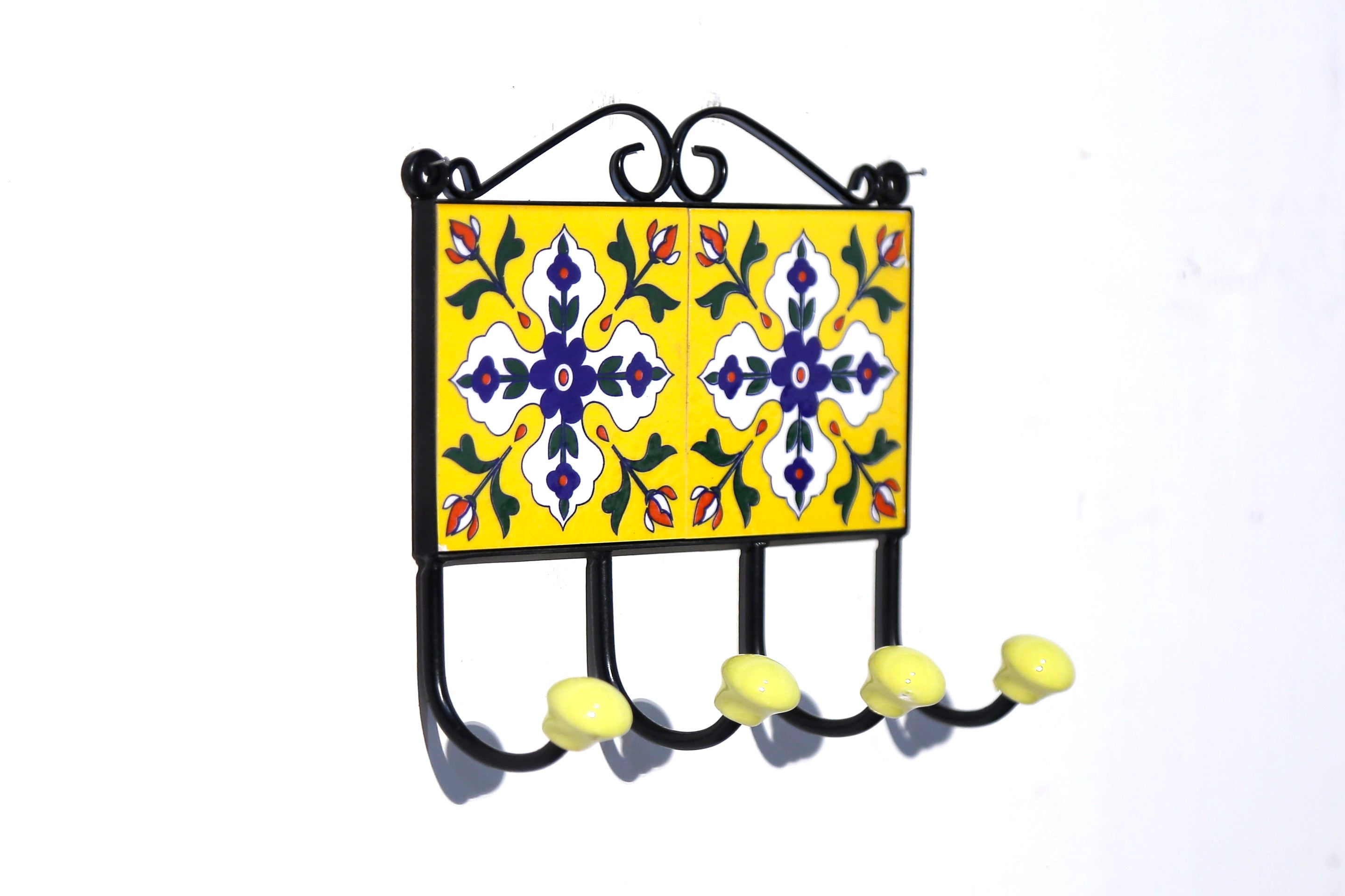 4 Hook Metallic Tile Hanger Pattern-21 Hook