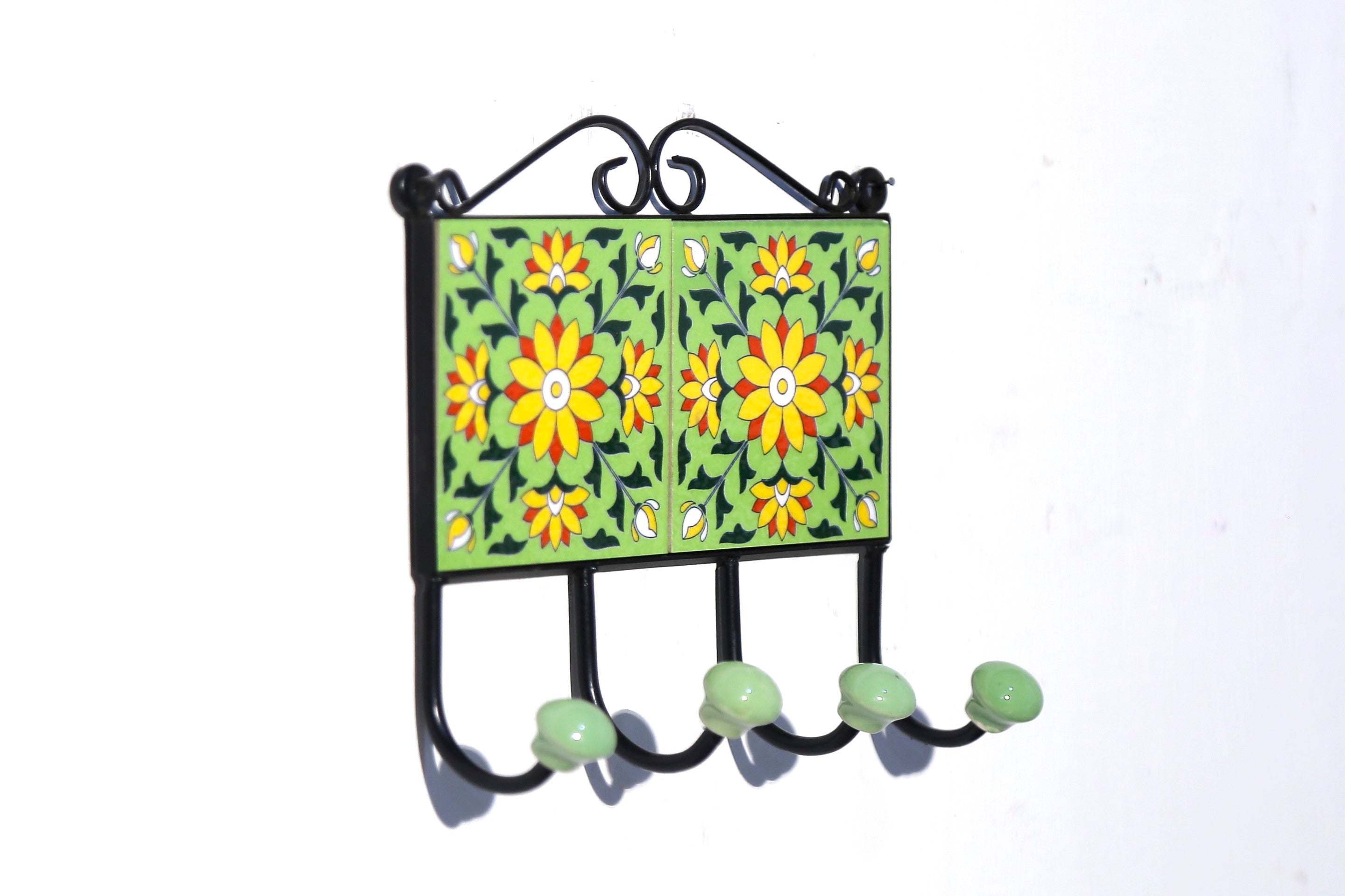 4 Hook Metallic Tile Hanger Pattern-17 Hook