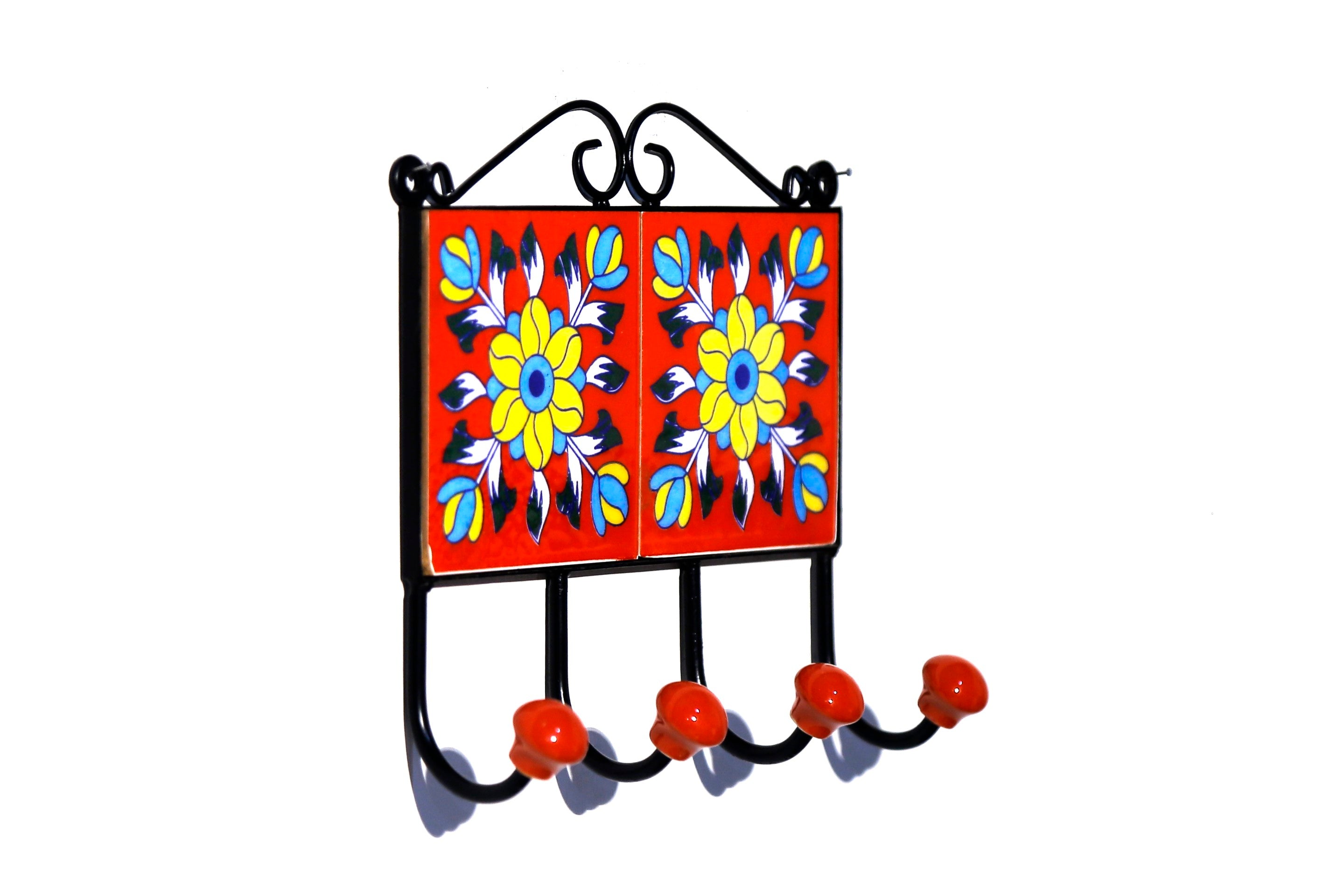 4 Hook Metallic Tile Hanger Pattern-2 Hook