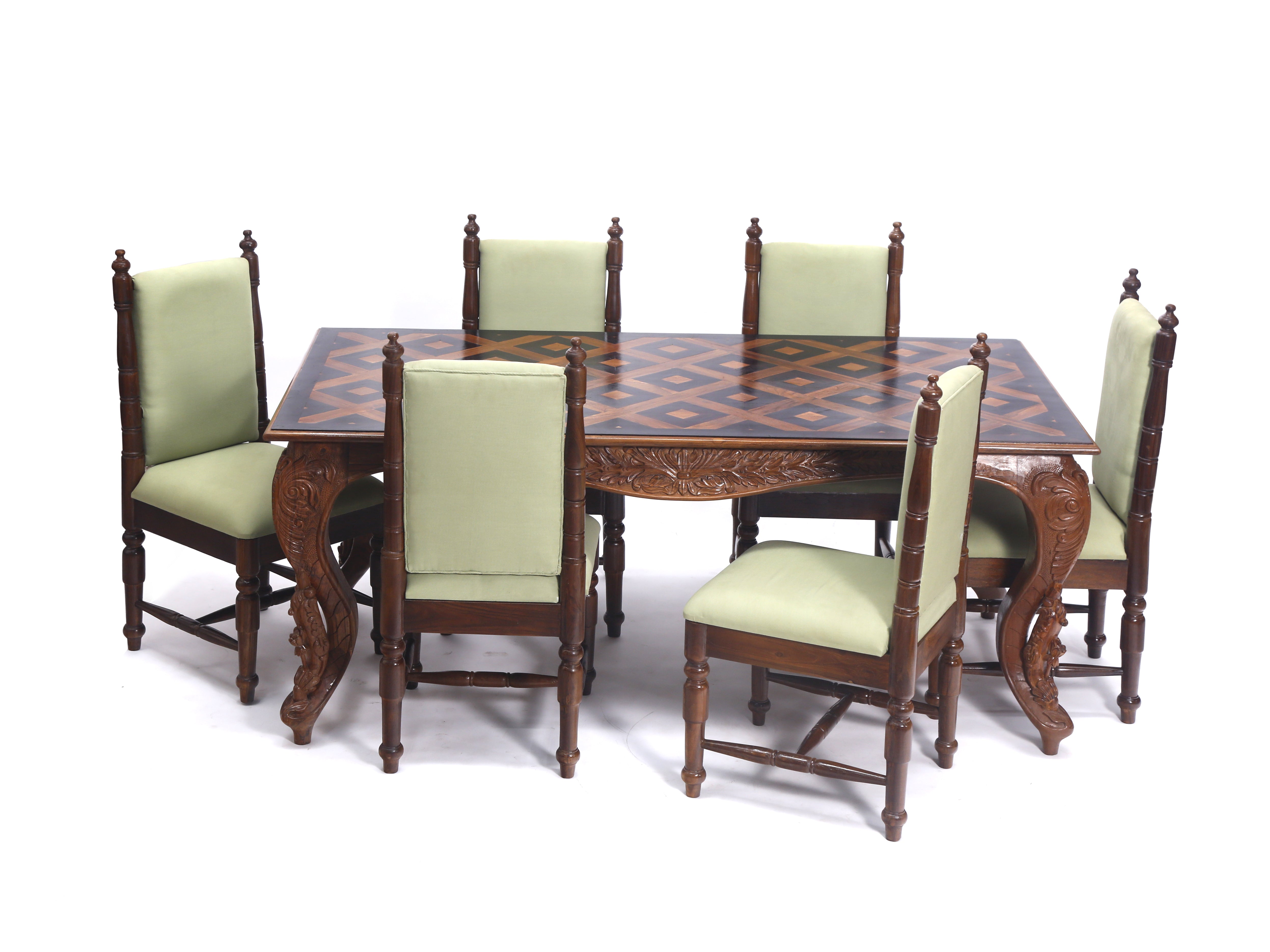 Traditional Carved Rajshahi Dining Set Dining Set