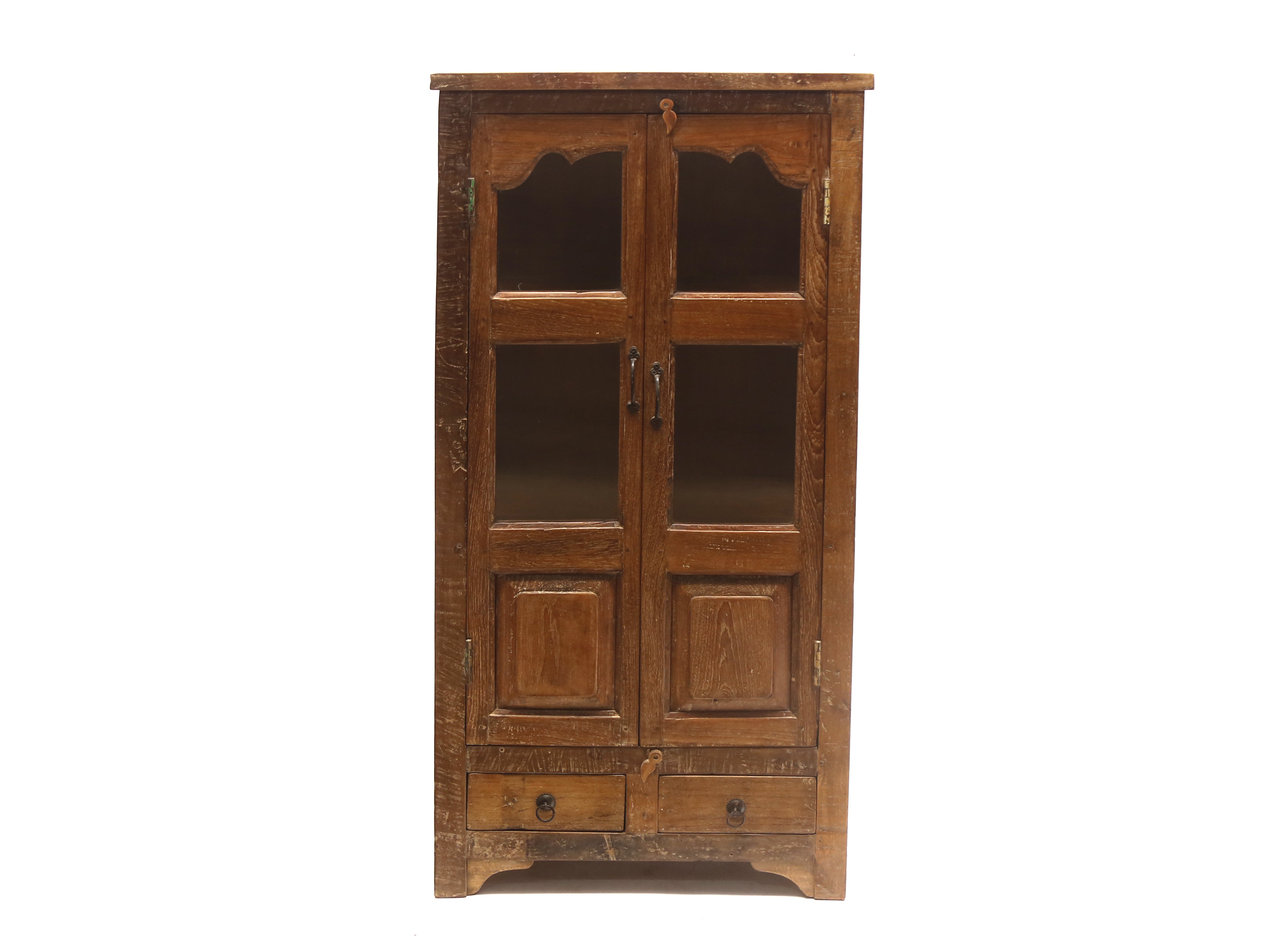 2-Drawer White distressed Almirah Wardrobe