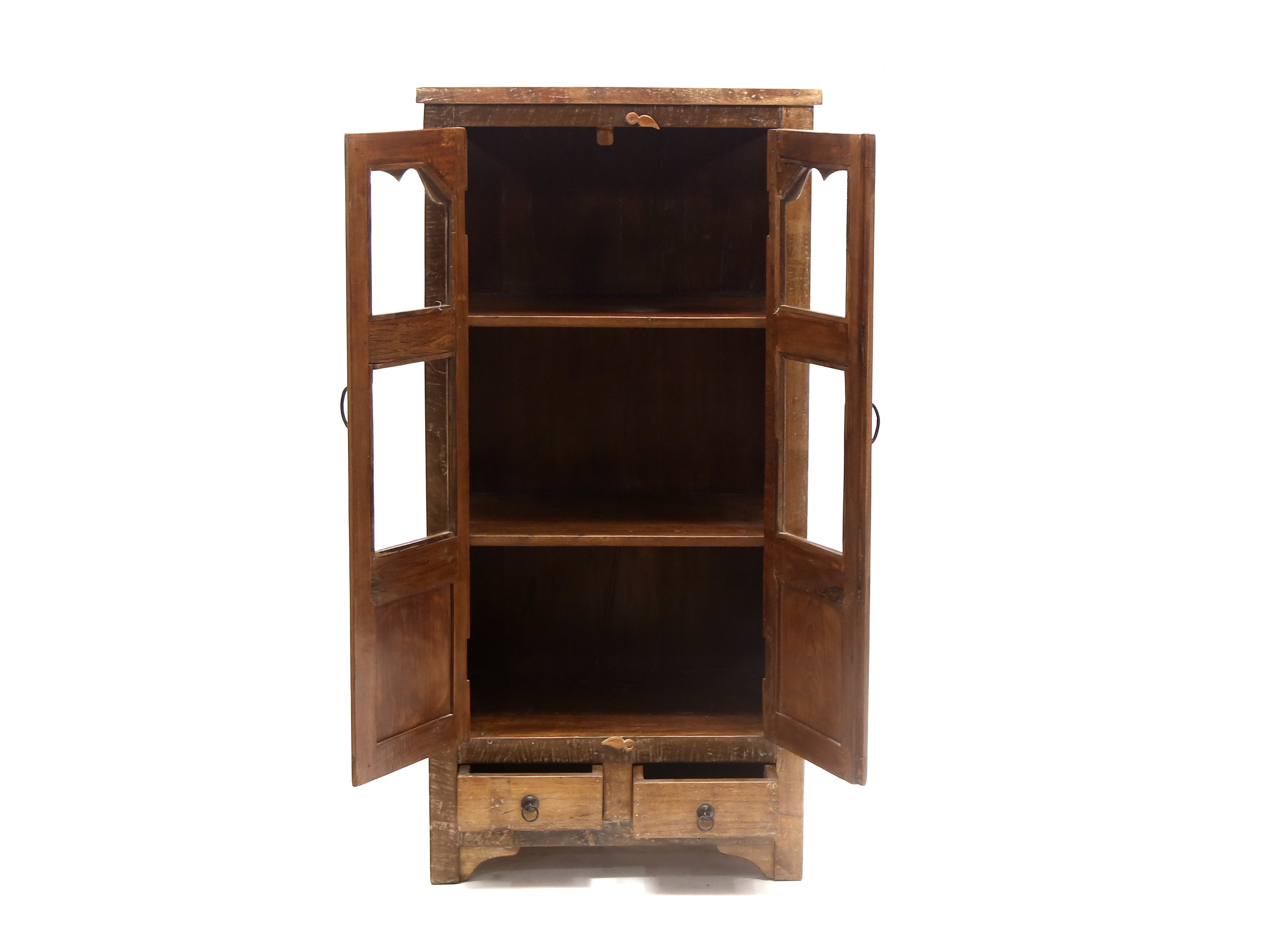2-Drawer White distressed Almirah Wardrobe
