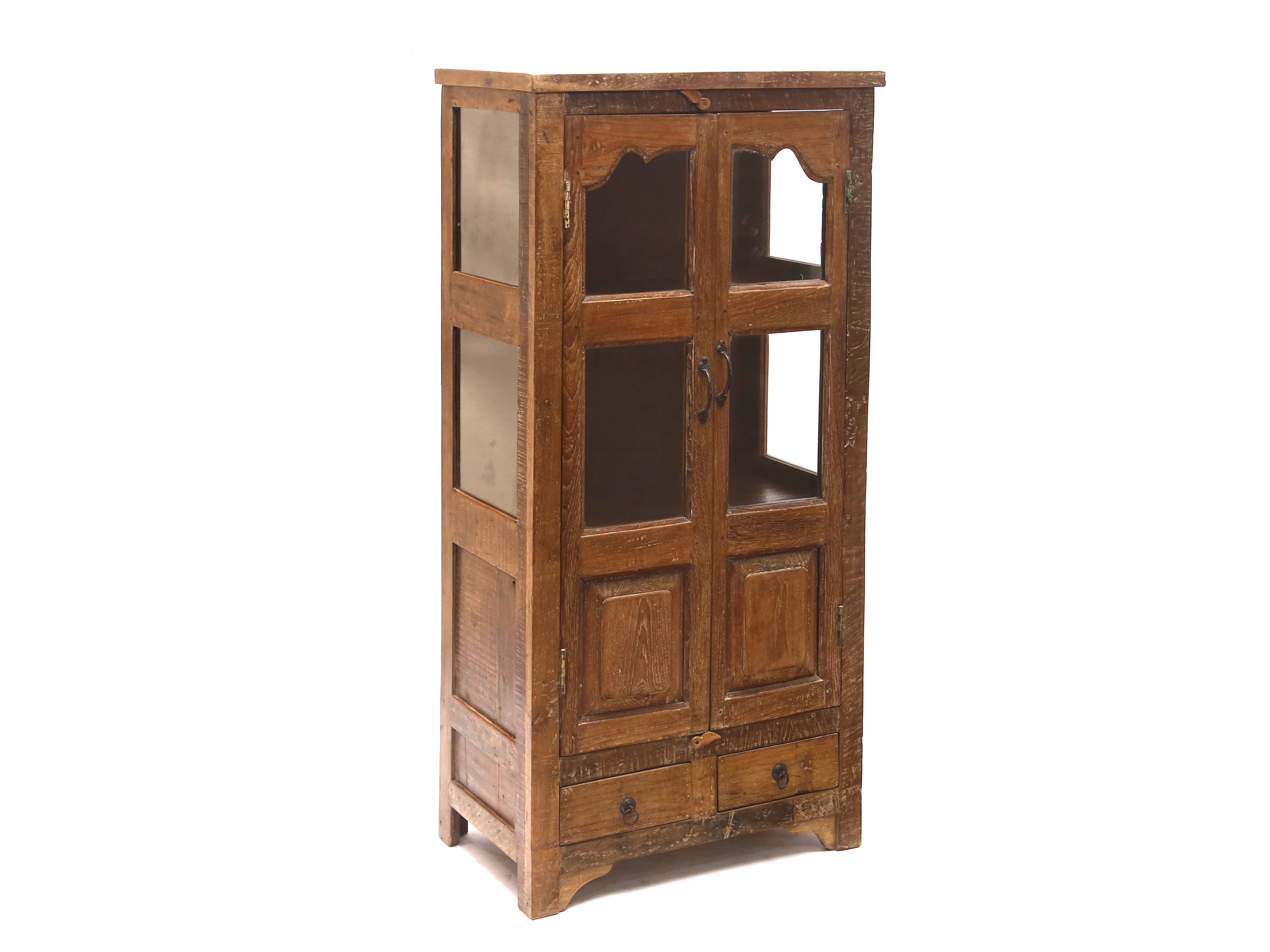 2-Drawer White distressed Almirah Wardrobe