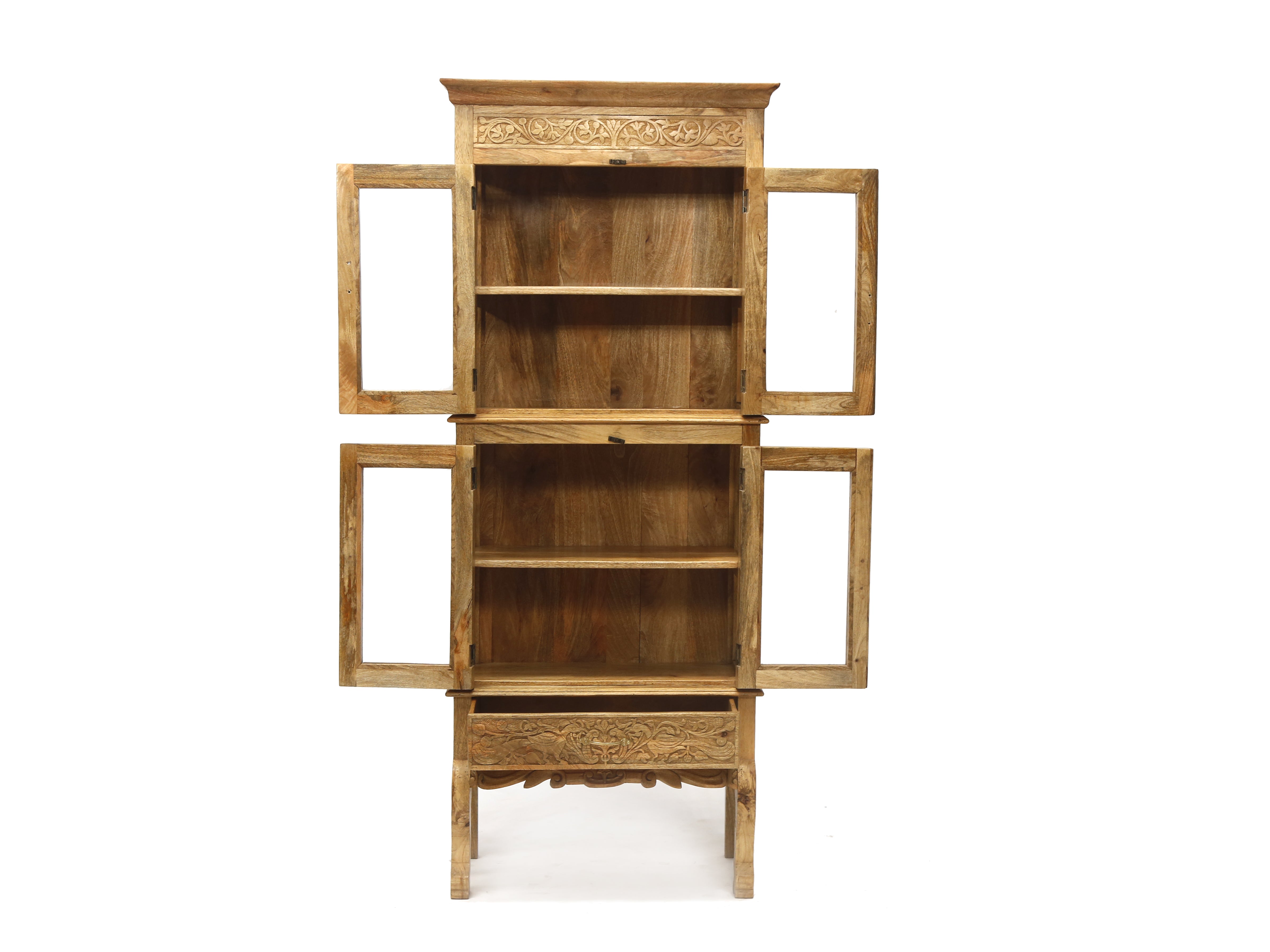 Wooden 2-Part Intricate Designed Cabinet Cupboard