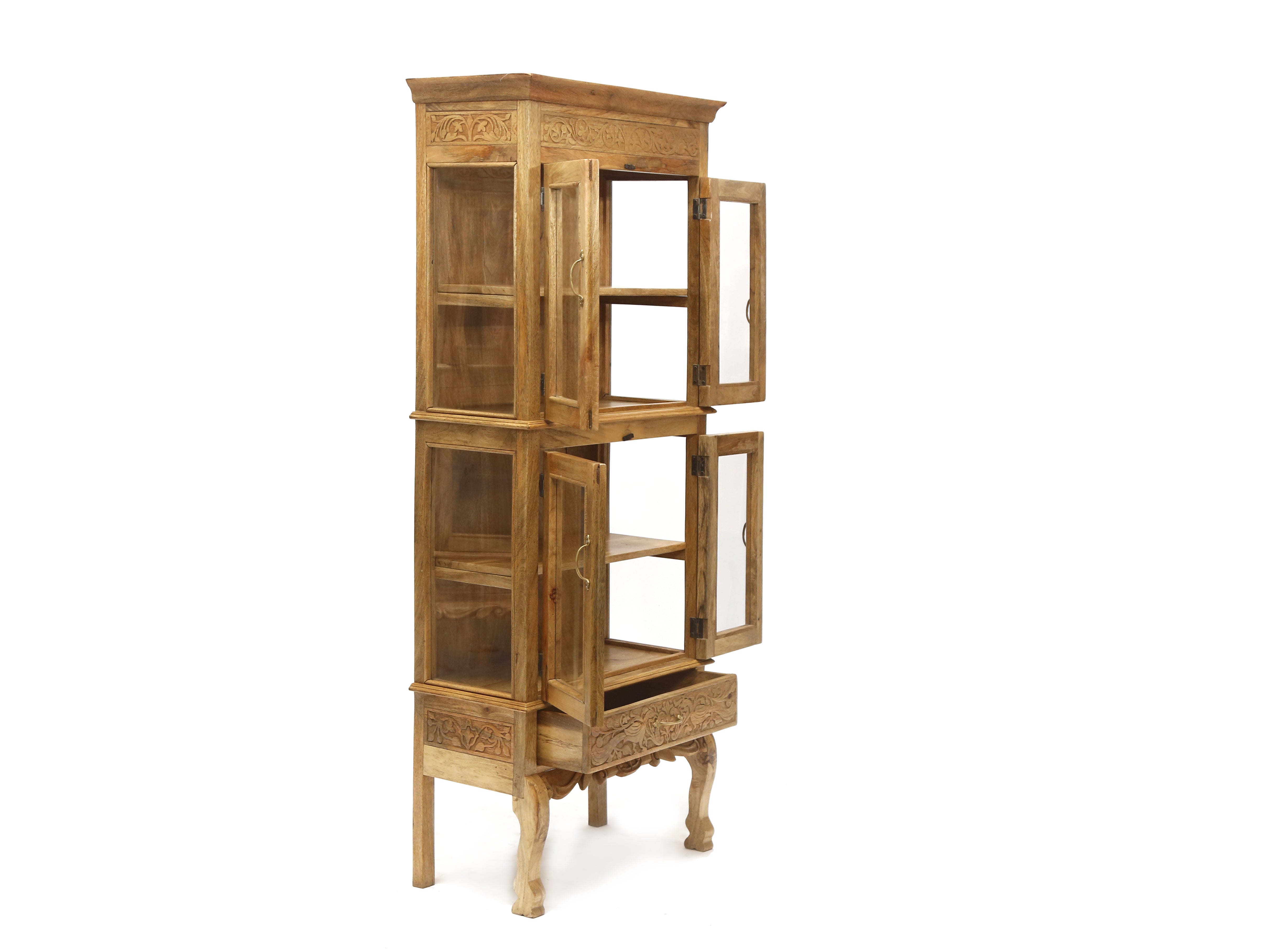 Wooden 2-Part Intricate Designed Cabinet Cupboard