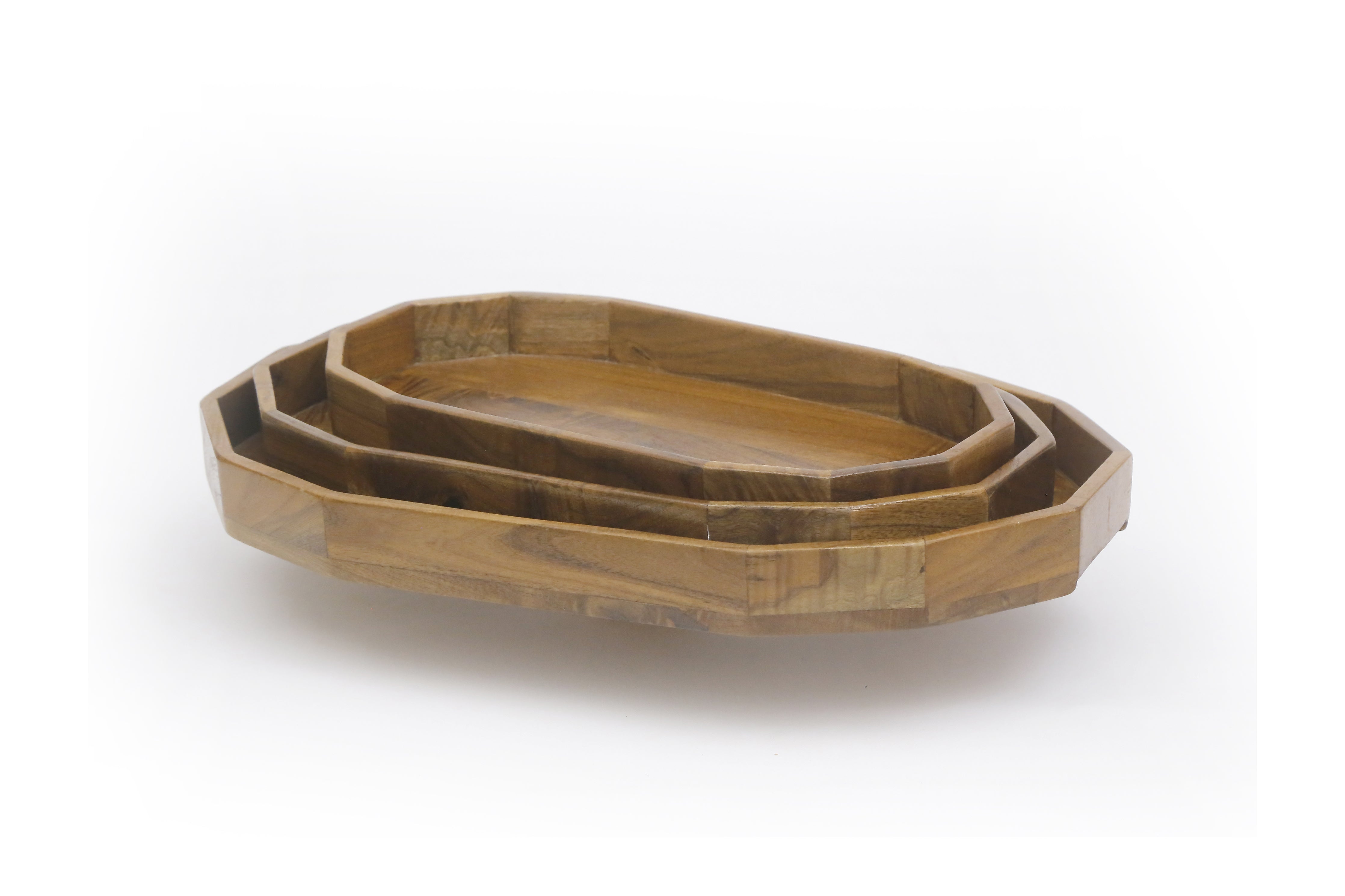 Octagonal Wooden Tray Set Tray