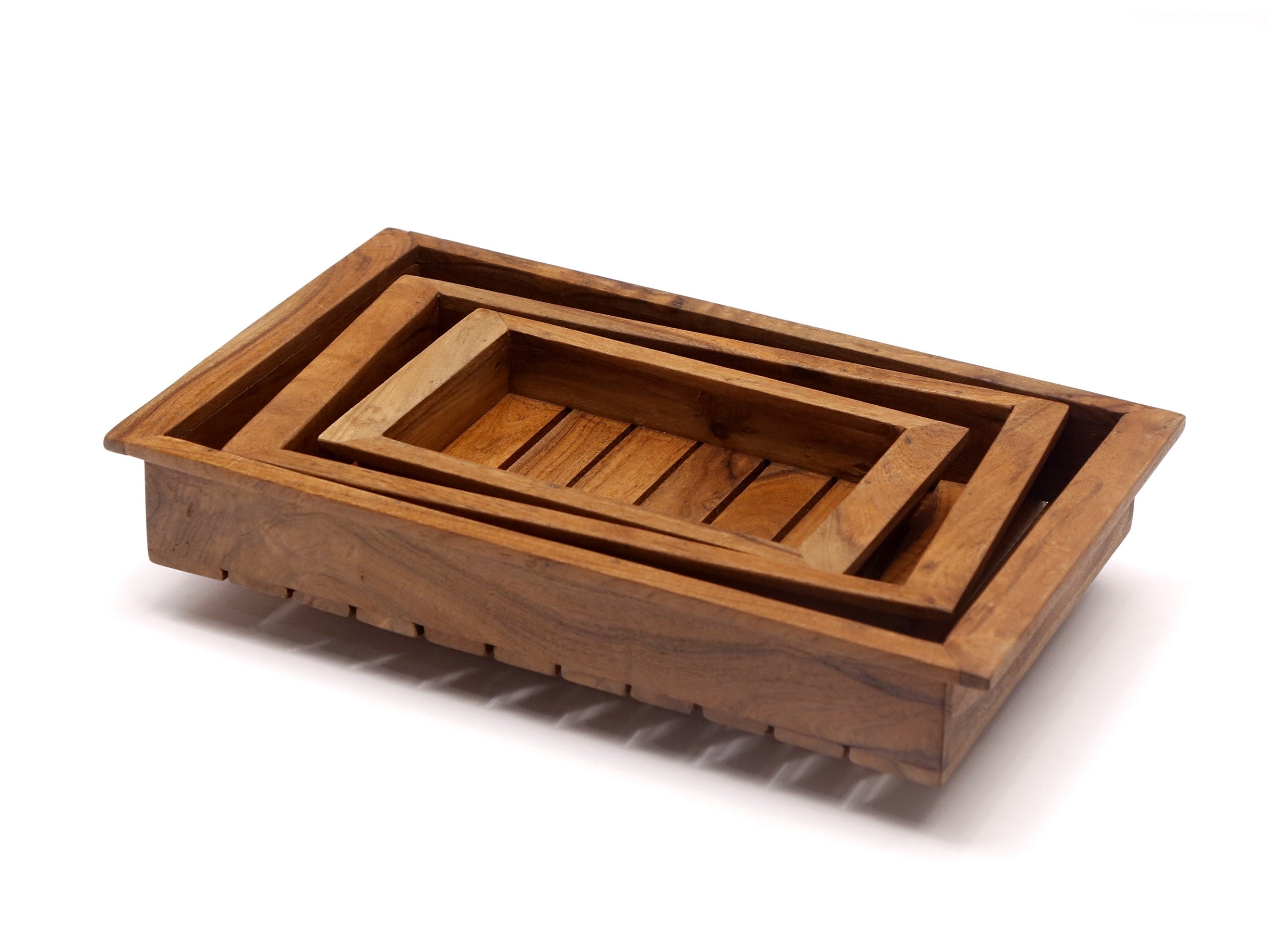 Quaint Wooden Stripe Tray Set Tray