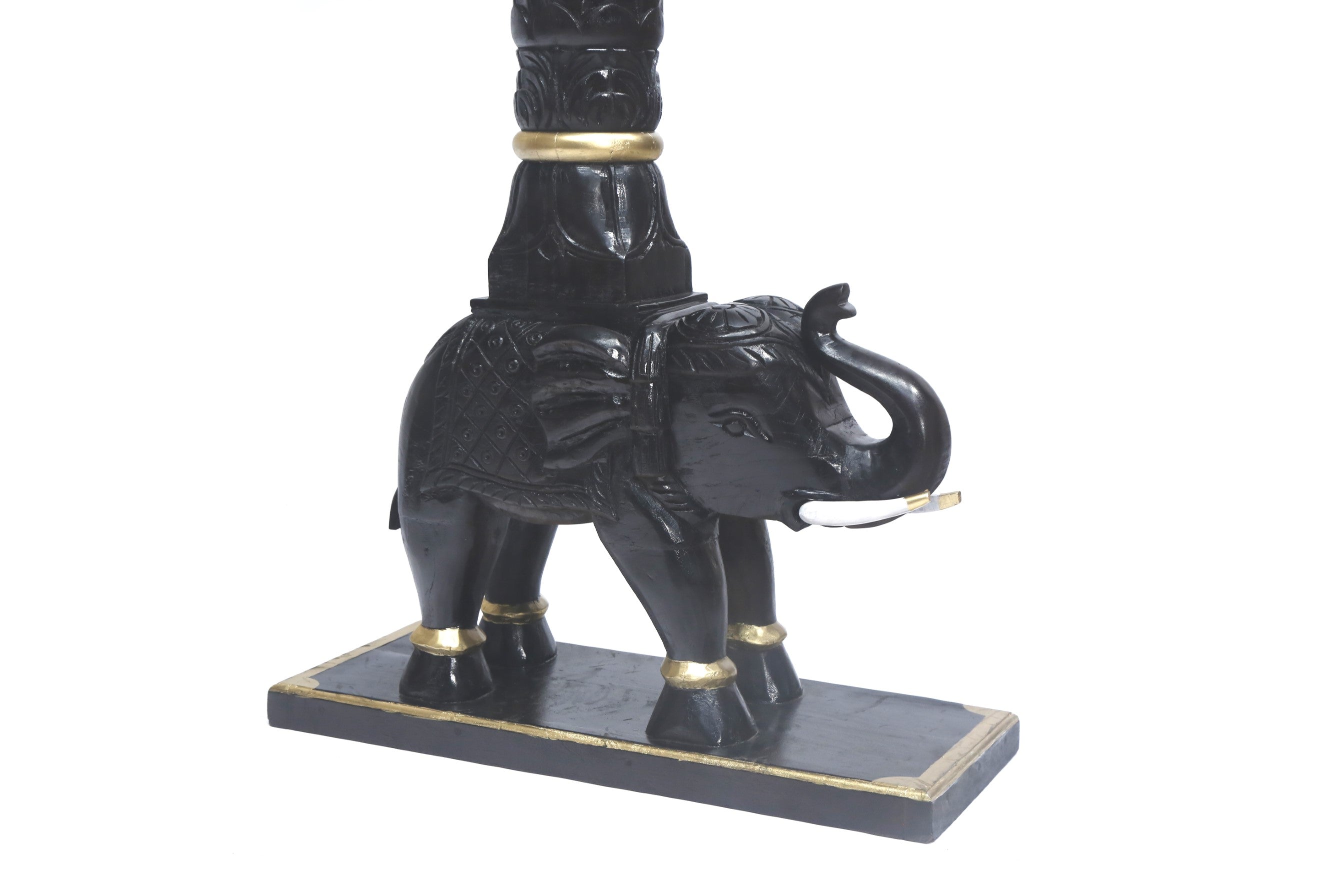 Wooden Brass Chain Royal Carved Elephants pillar Swing swing