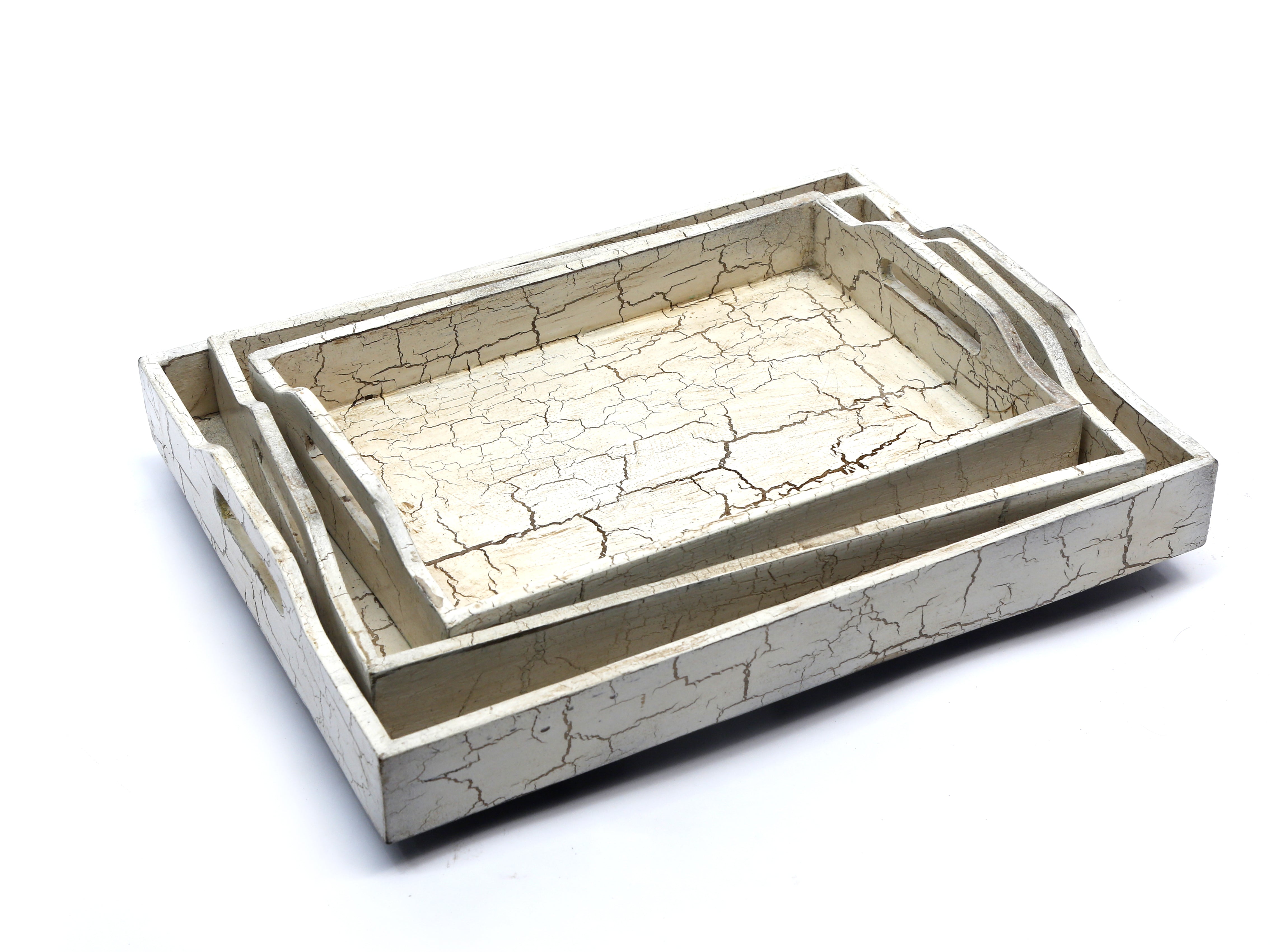 White Distressed Tray Set Tray