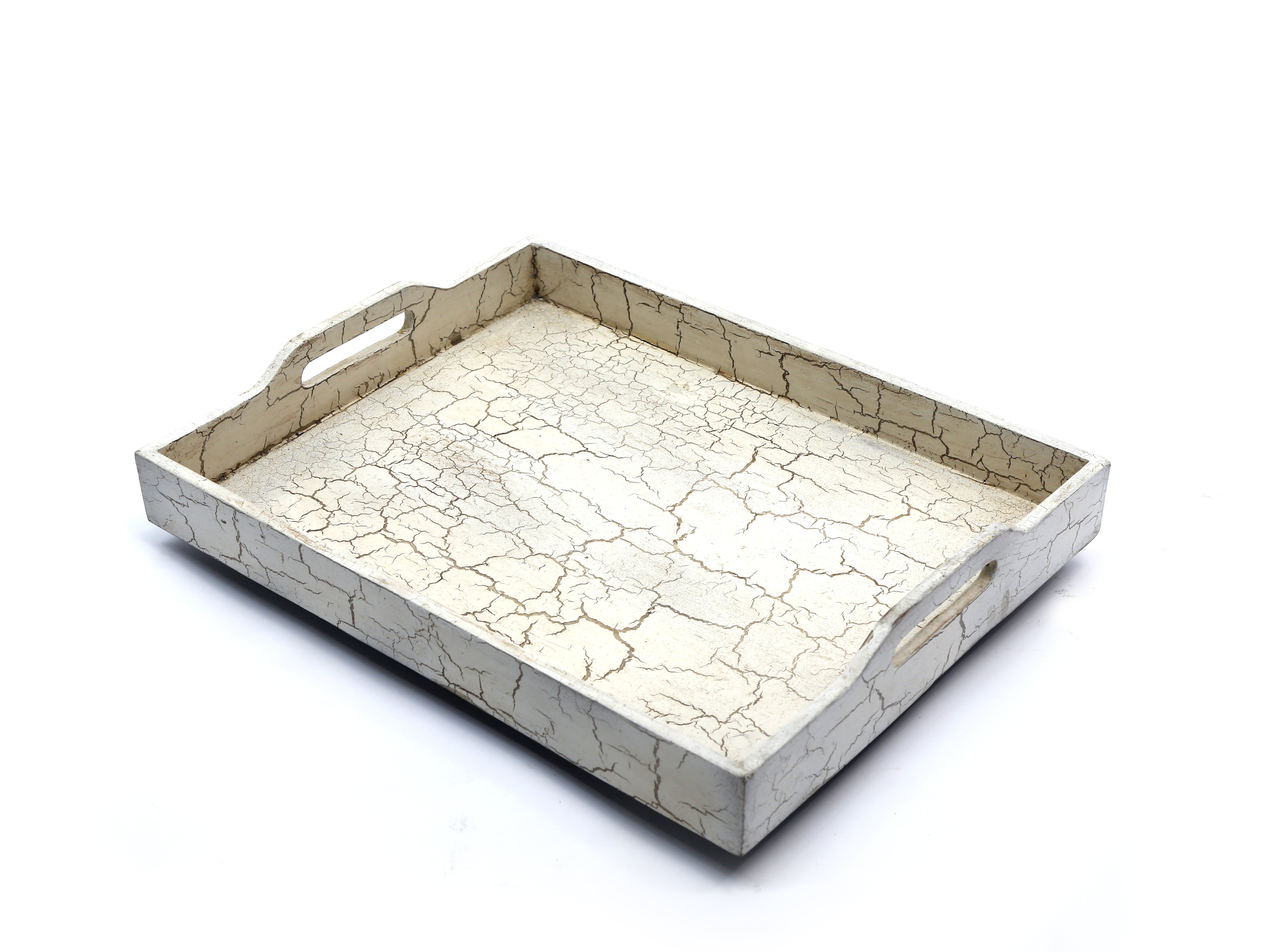 White Distressed Tray Set Tray