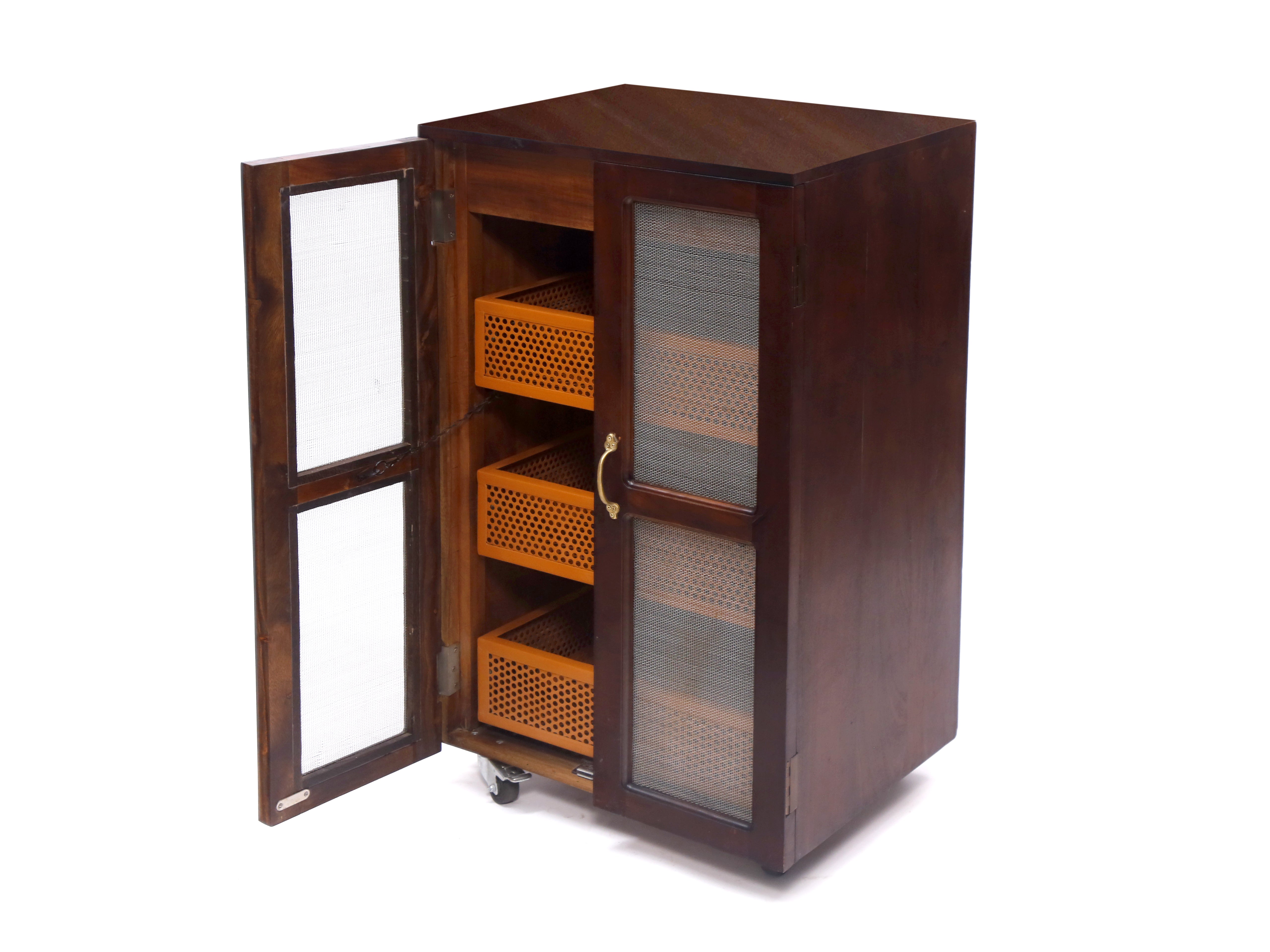 Wooden-Framed Fruit Basket Cupboard Fruit & Vegetable Cabinet