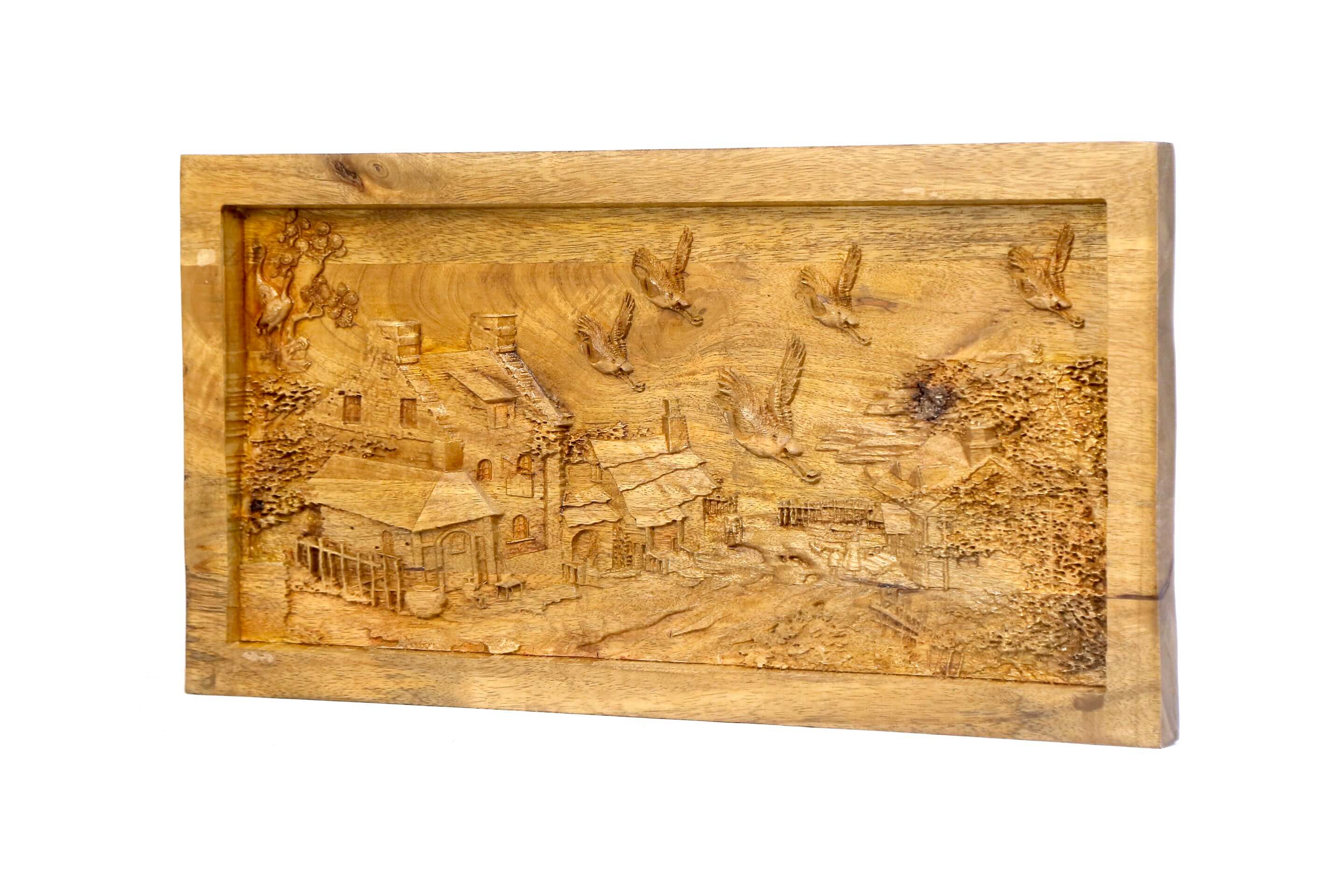 Chimney Hut Wooden Frame Artwork Wall Decor