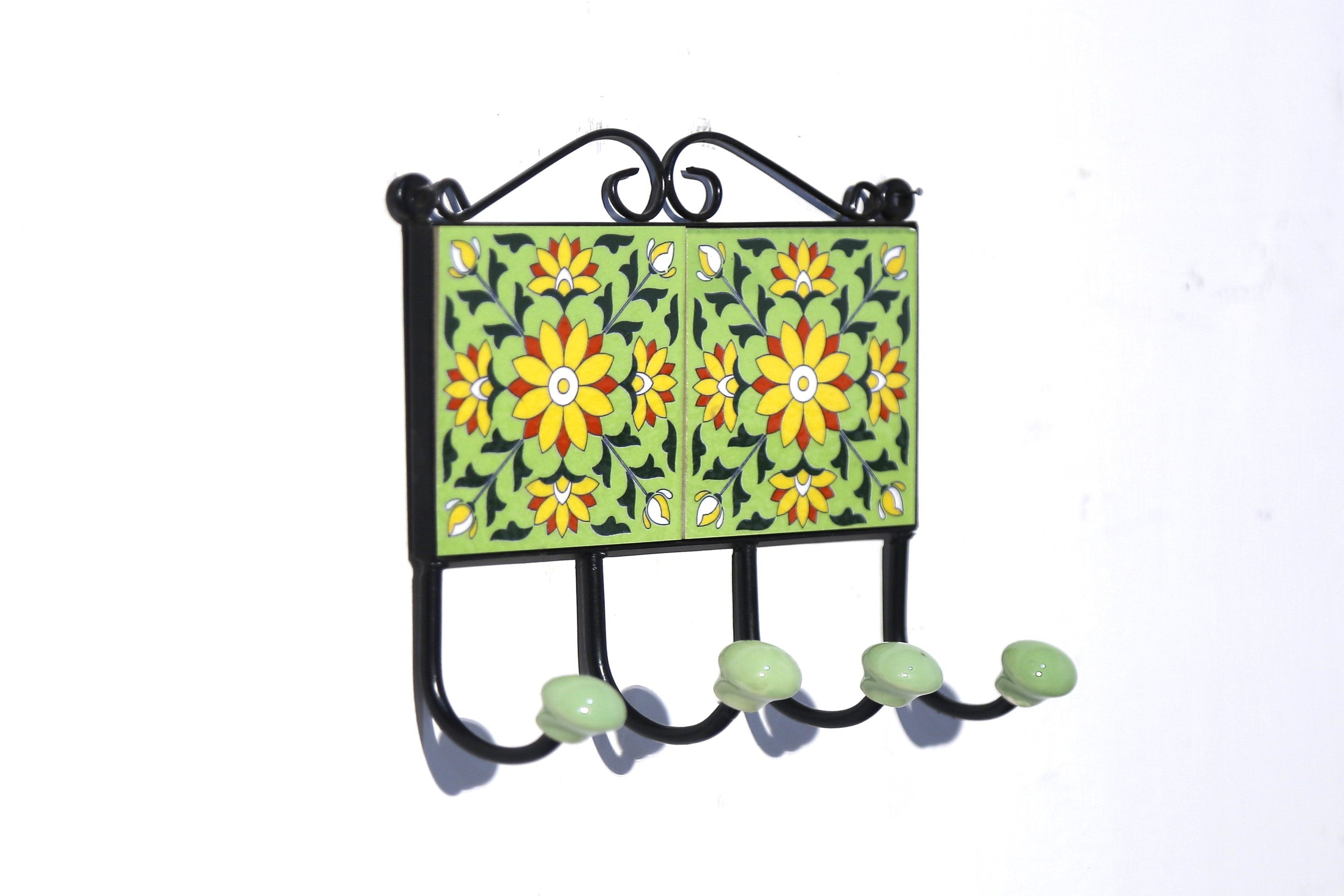 4 Hook Metallic Tile Hanger Pattern-14 Hook