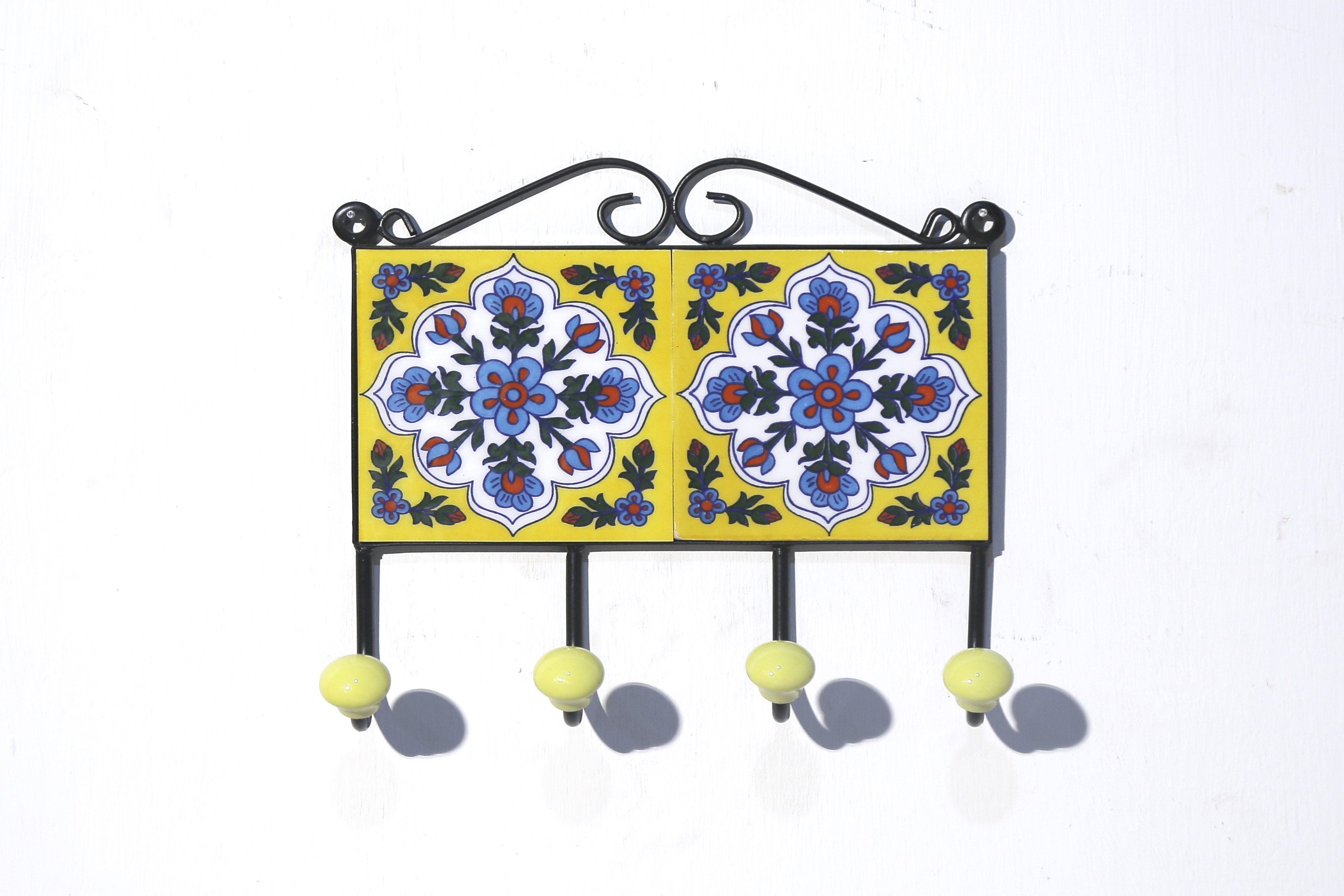4 Hook Metallic Tile Hanger Pattern-7 Hook