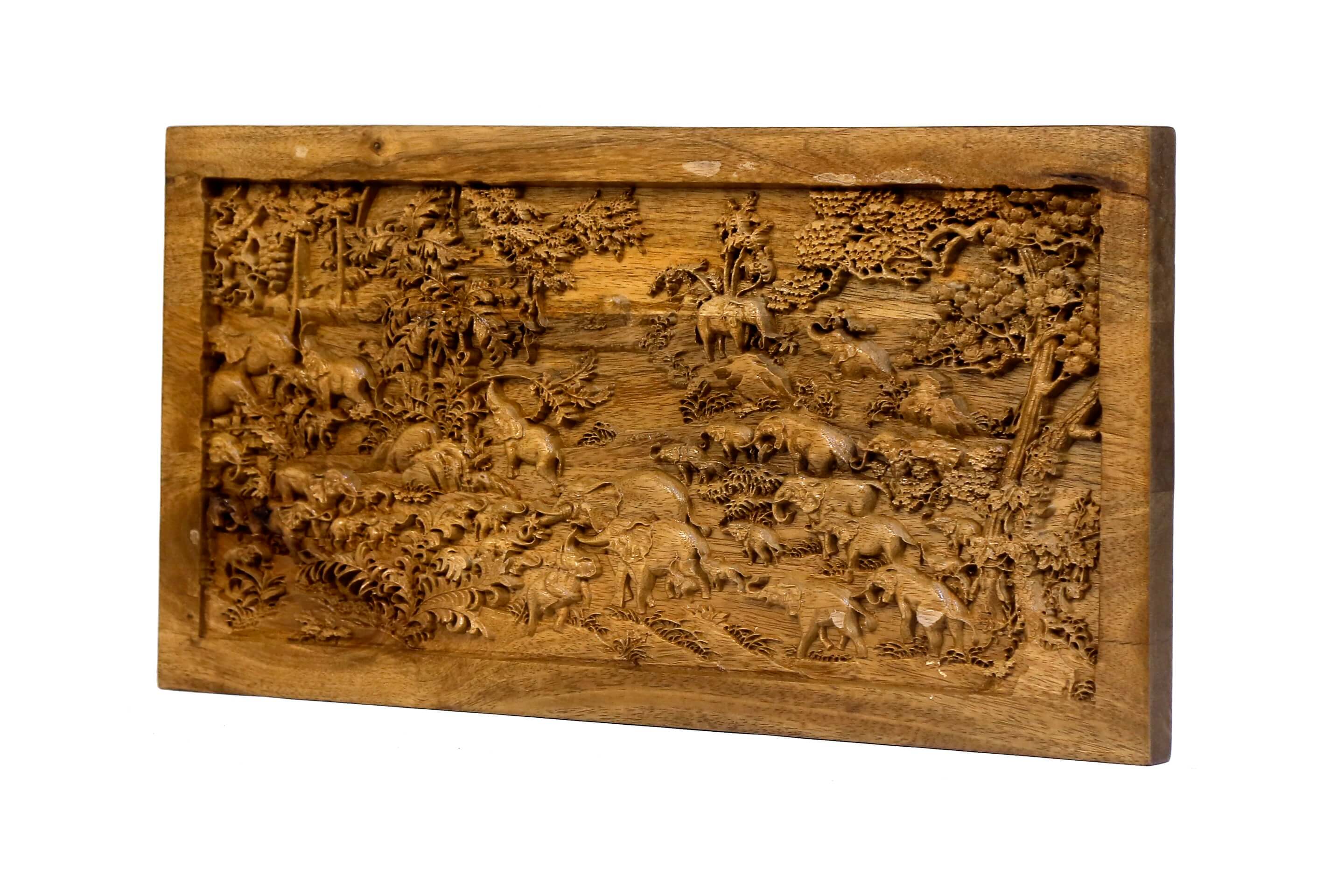 Herd of Elephants Artwork Wooden Painting