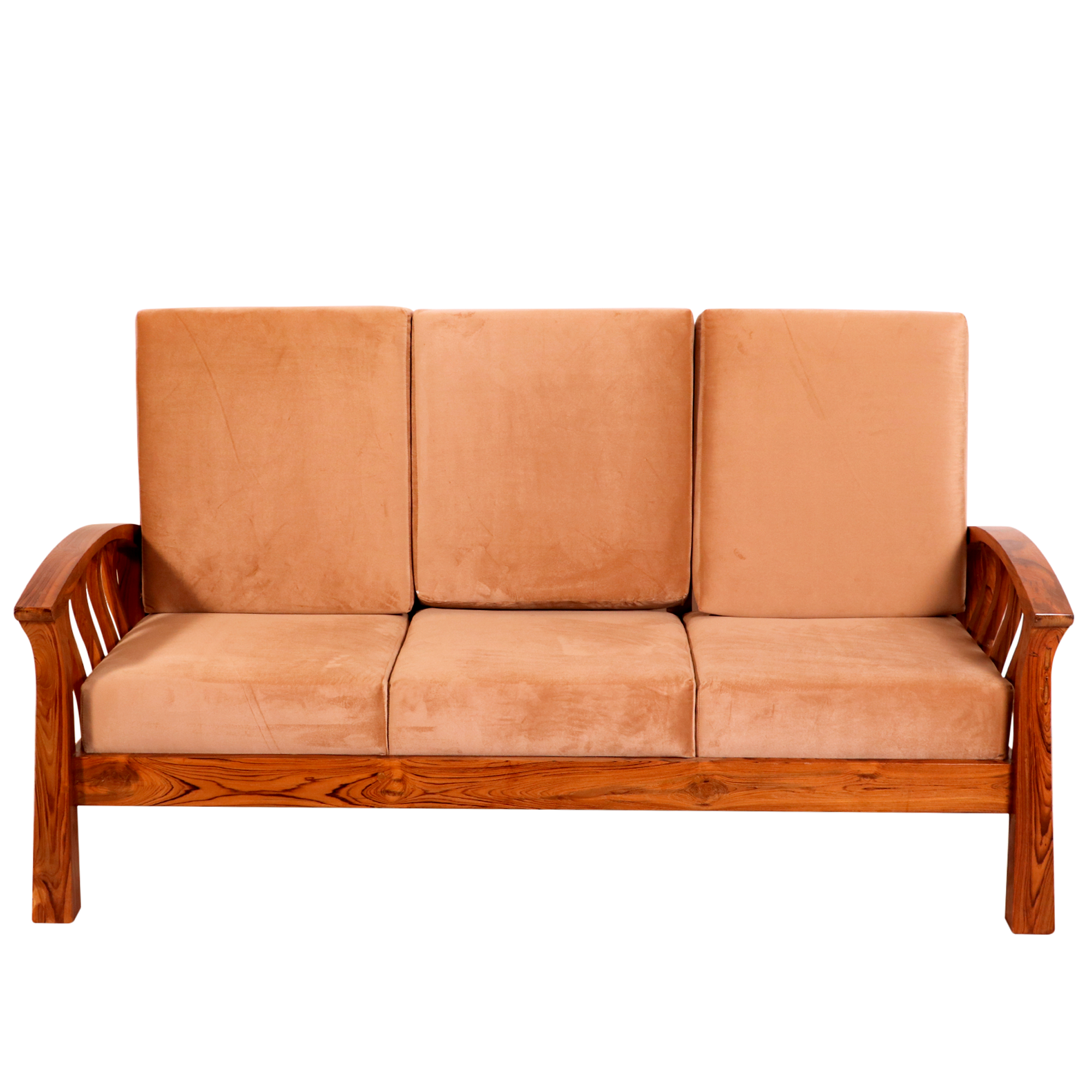 Teak wood curved strip design 3 Seater Sofa Sofa