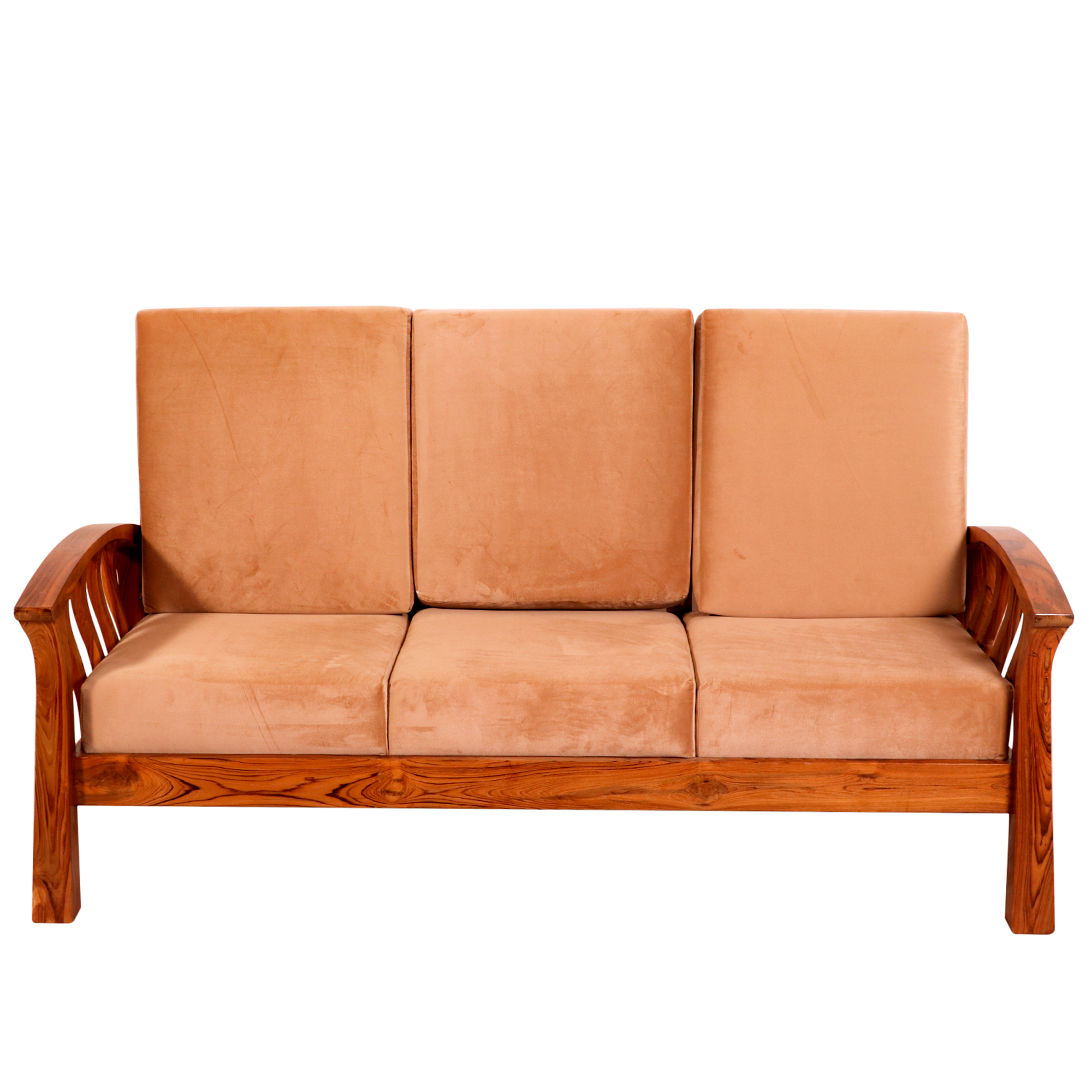 Teak wood curved strip design 3 1 1 Seater Sofa