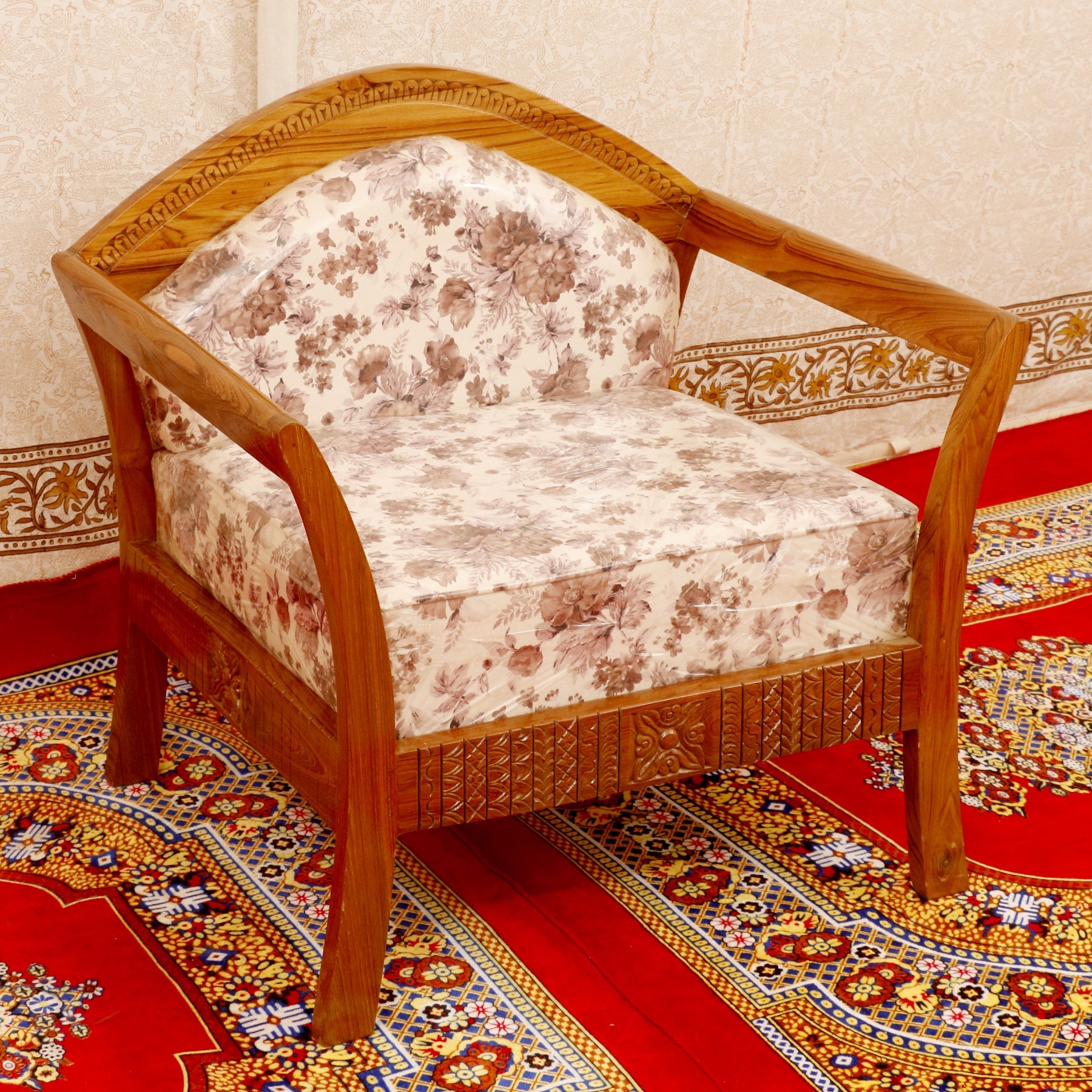 Wooden Traditional simple teak Single Seater Sofa Sofa