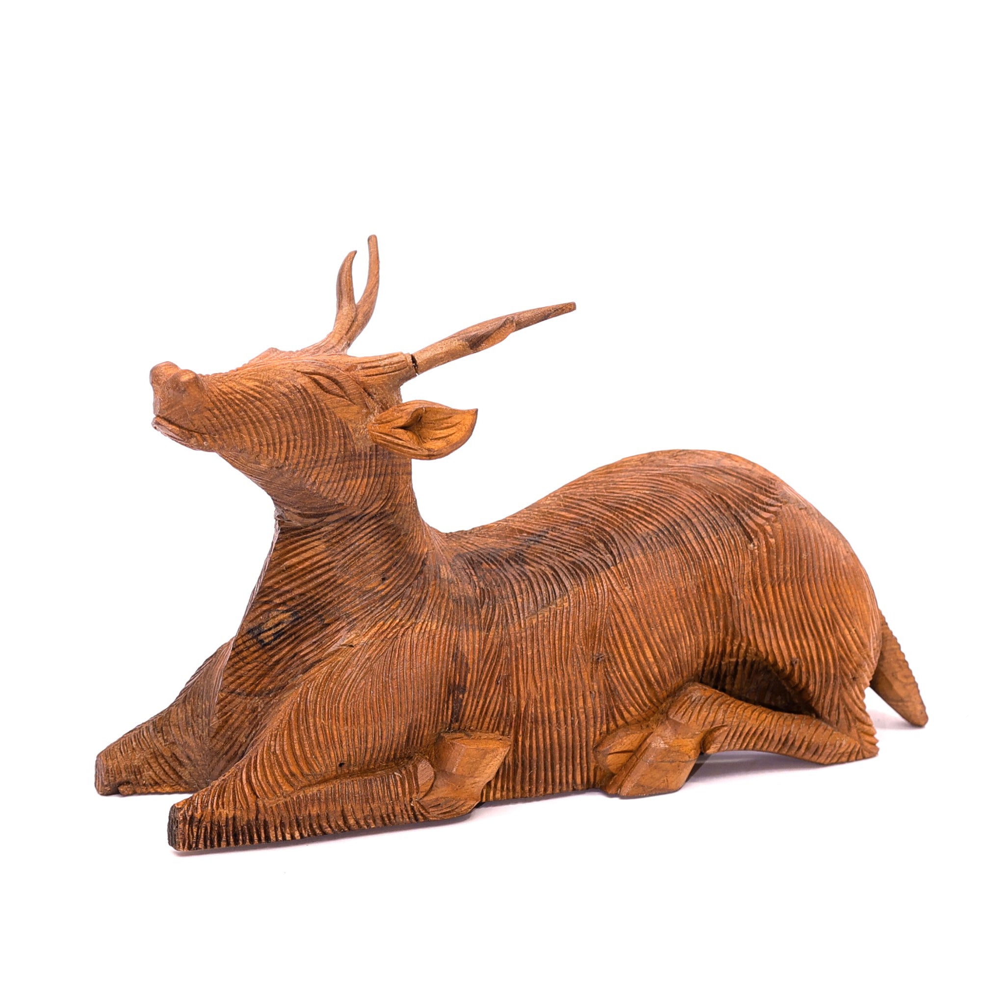 Meditative Wooden Deer Animal Figurine