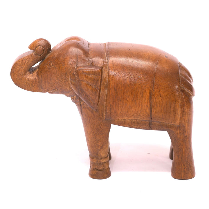 Regal Wooden Carved Elephant Animal Figurine