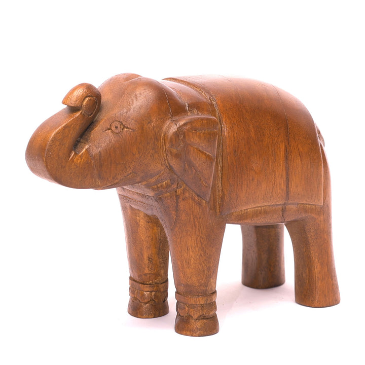 Regal Wooden Carved Elephant Animal Figurine