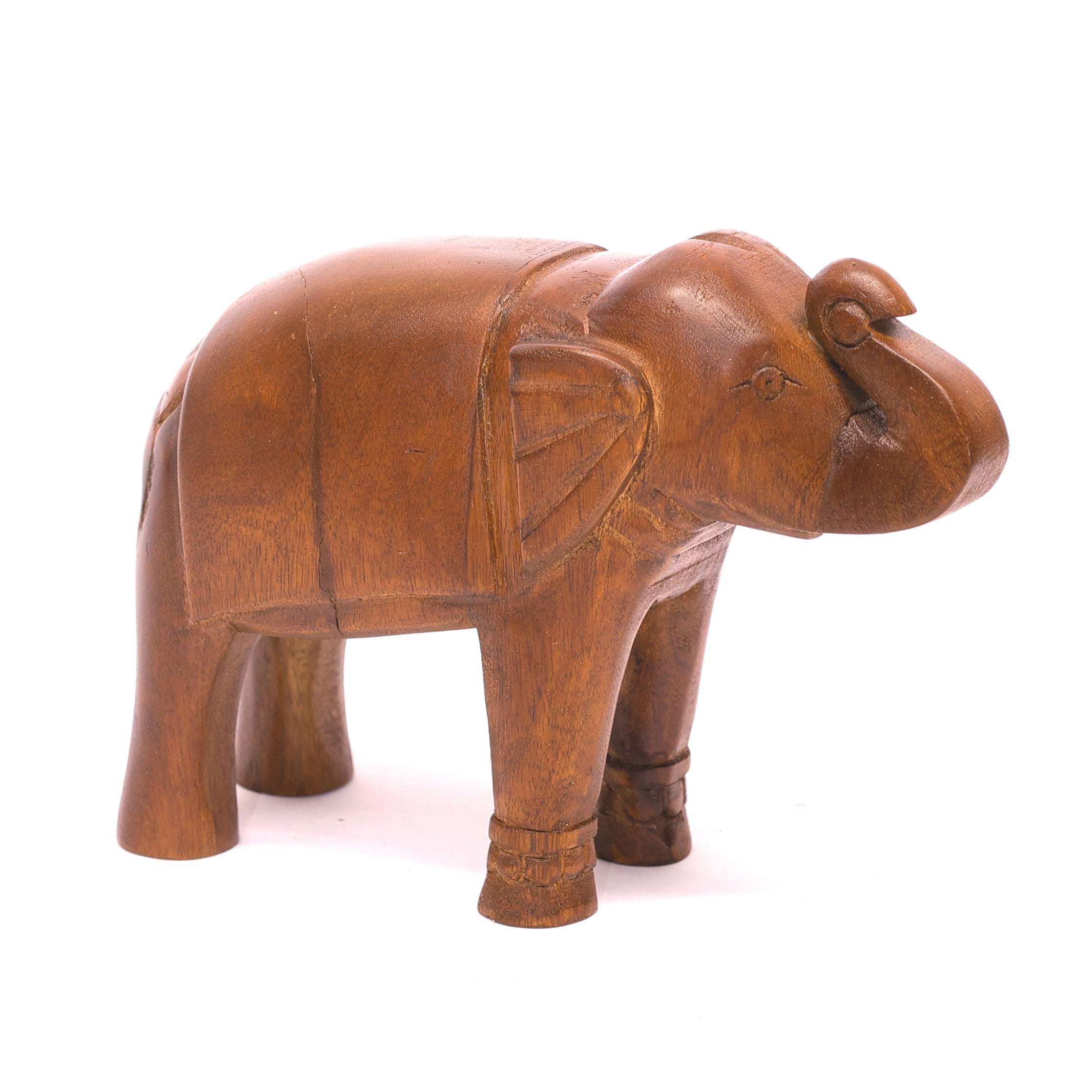 Regal Wooden Carved Elephant Animal Figurine