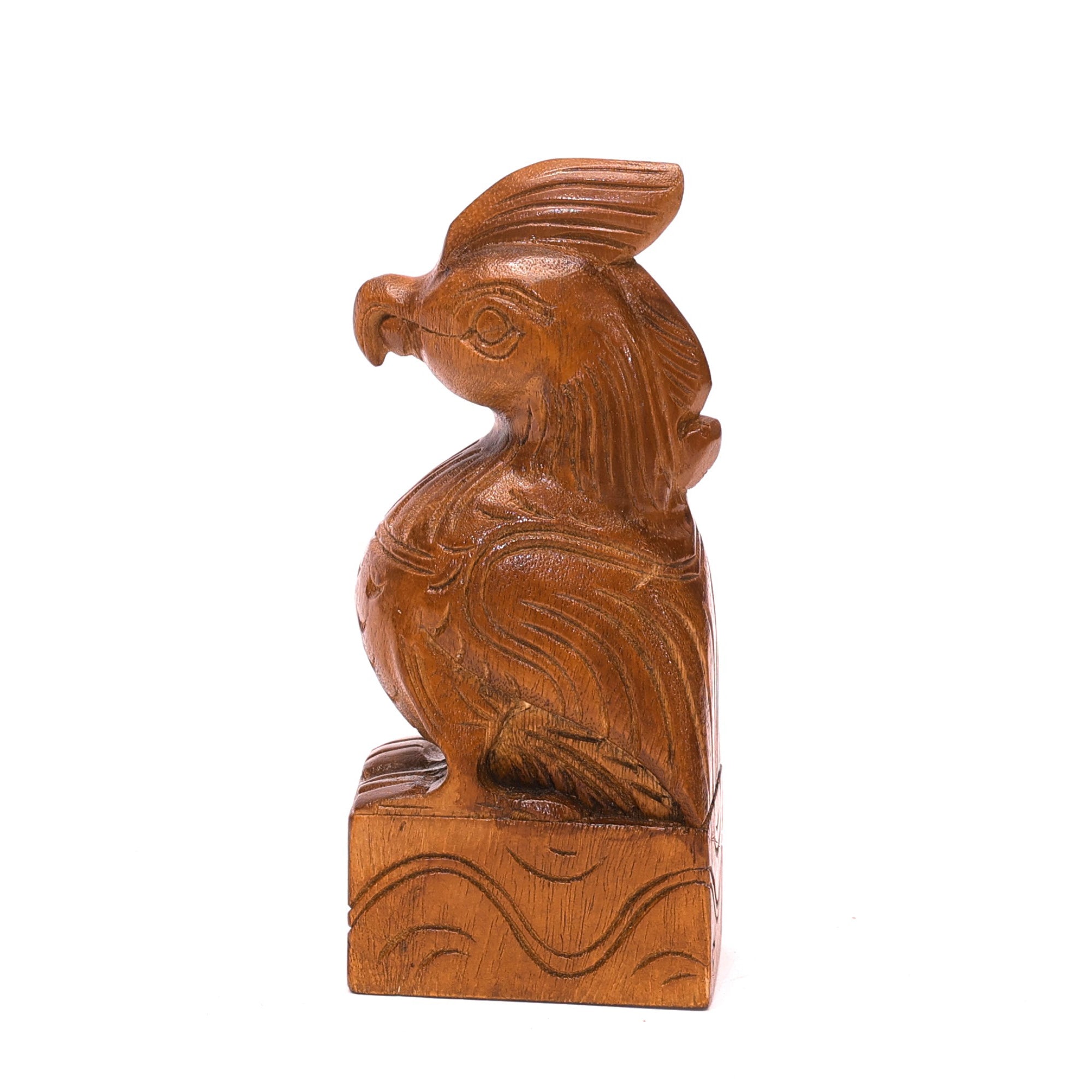 Wooden Intricate Carved Bird Self Standing Decor Animal Figurine