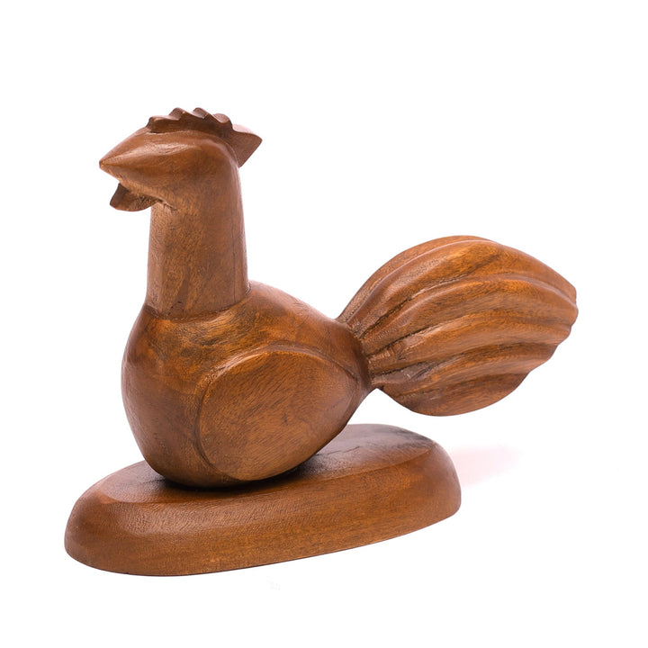 Playful Carved Wooden Rooster Figurine Animal Figurine