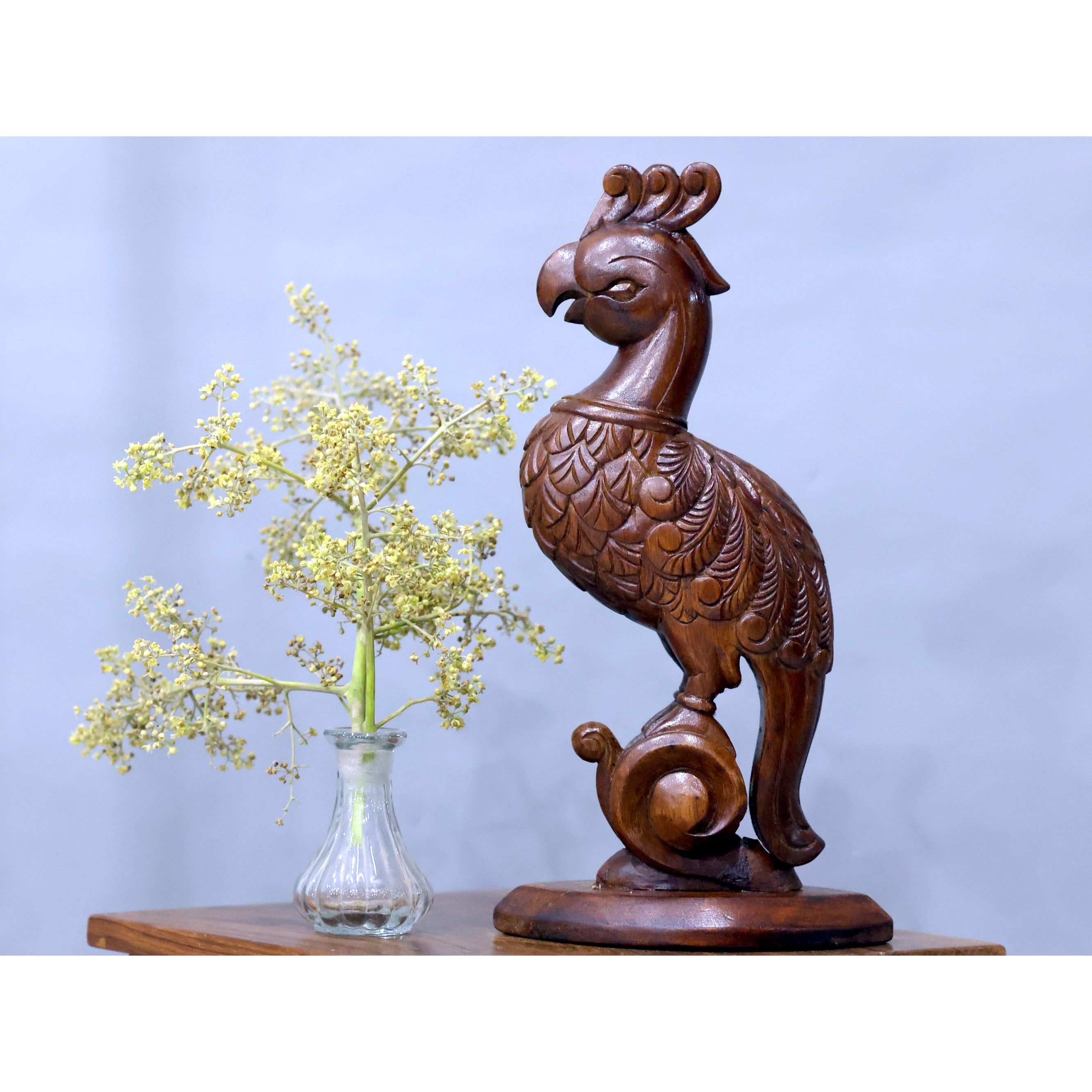 Wooden Beautifully Carved Bird Animal Figurine