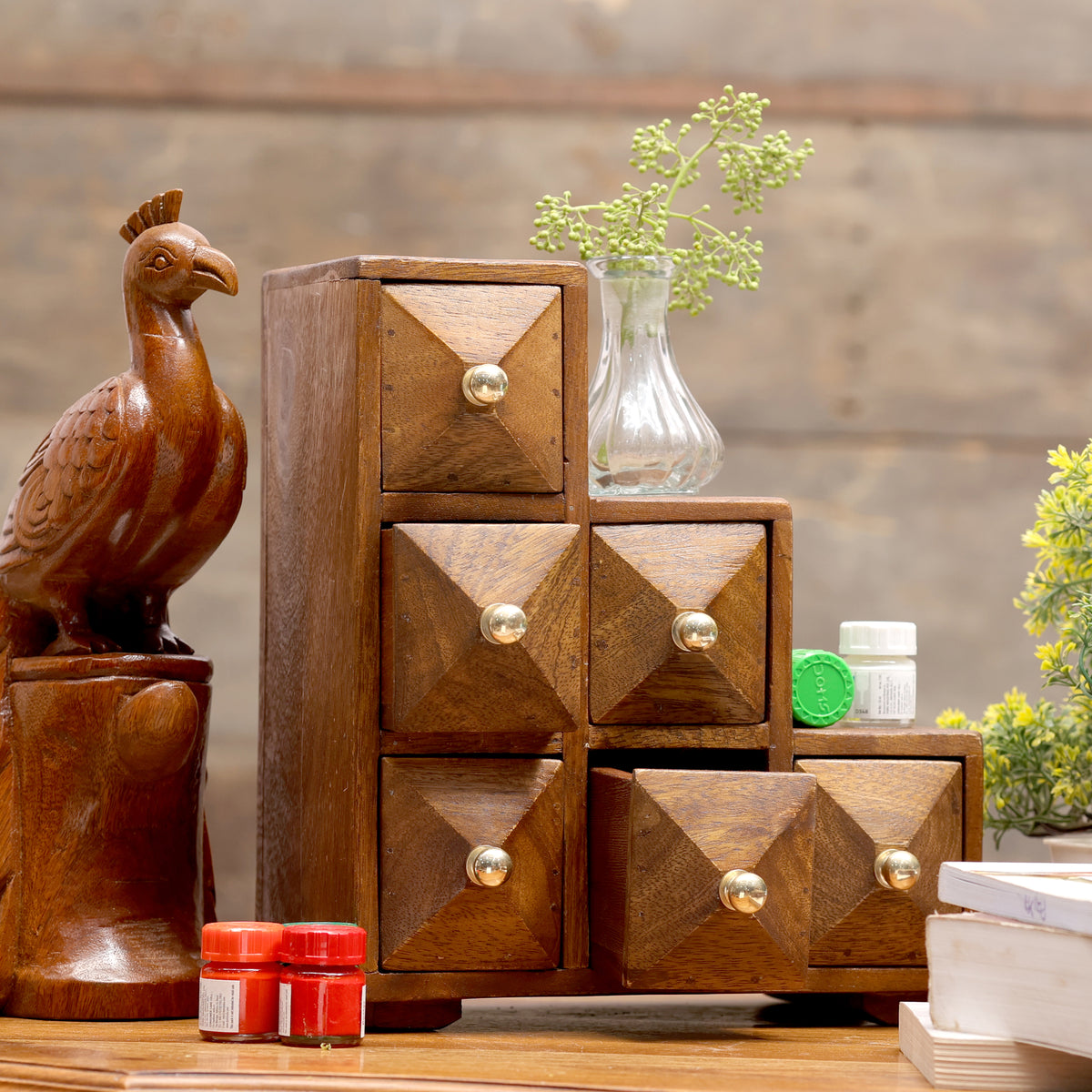 Antique Crimson Step Desk organiser