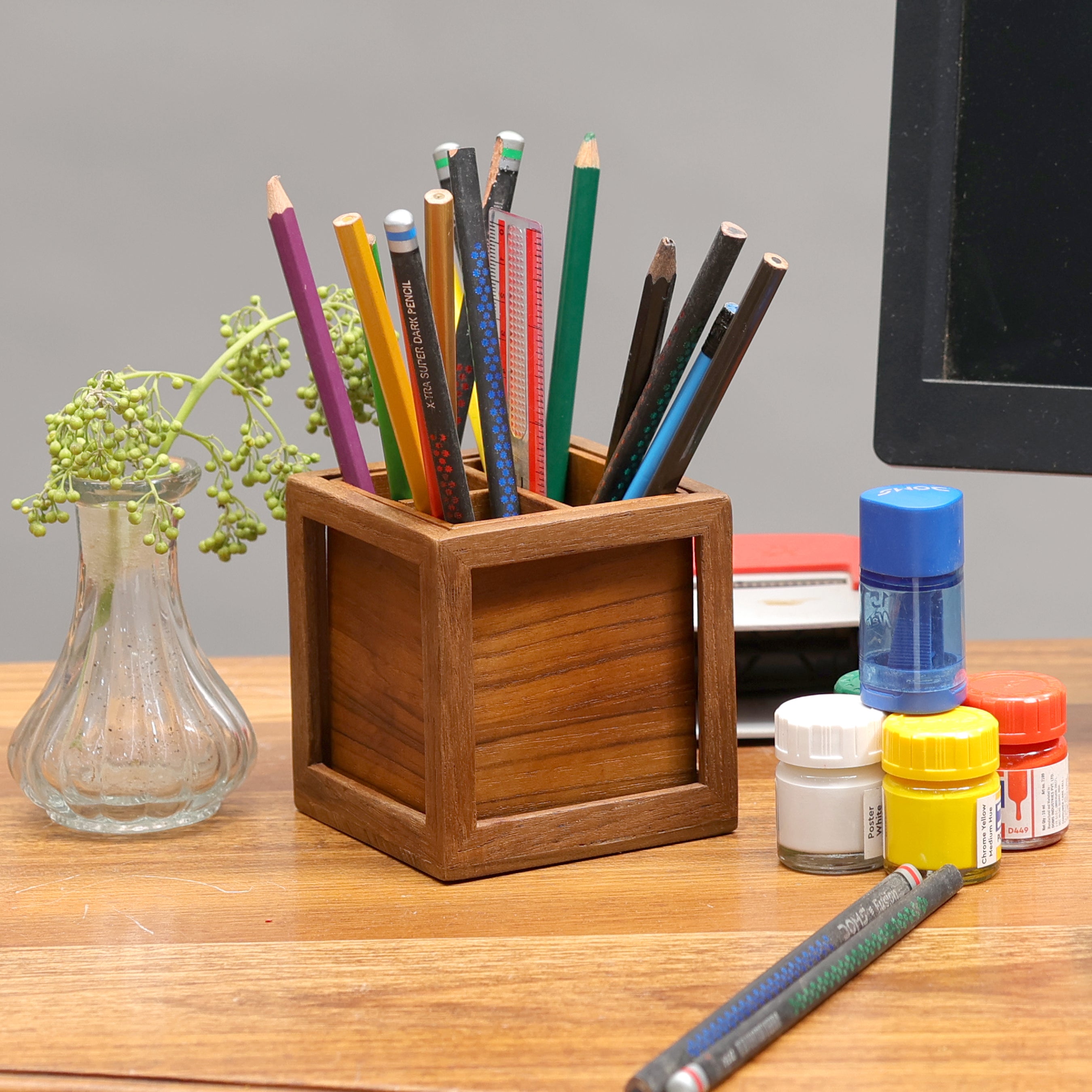 Pencil Desk Organizer – 3 Slots Desk Organizer