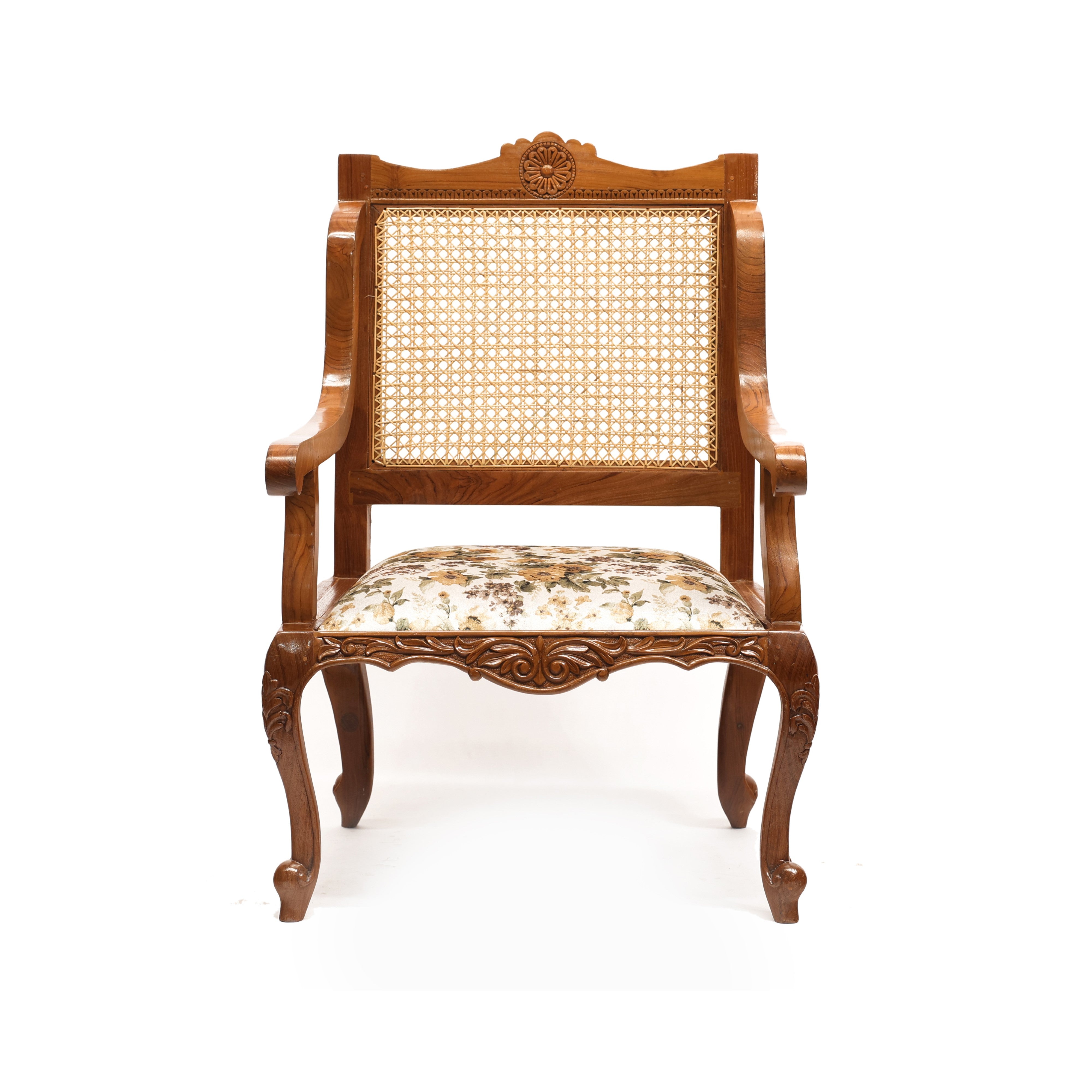 Cane Back Teak Arm Chair Arm Chair