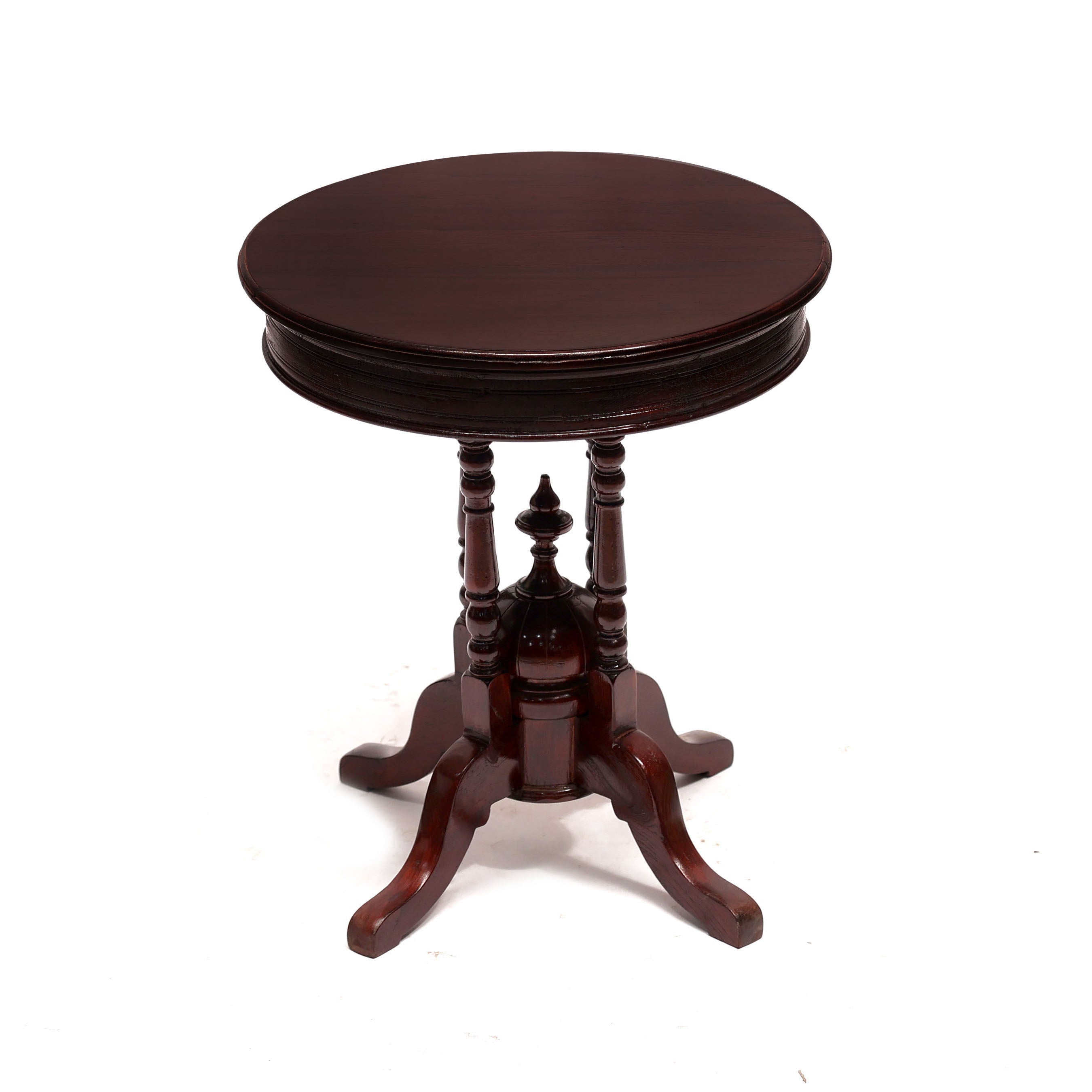 Carved Round End Table End Table