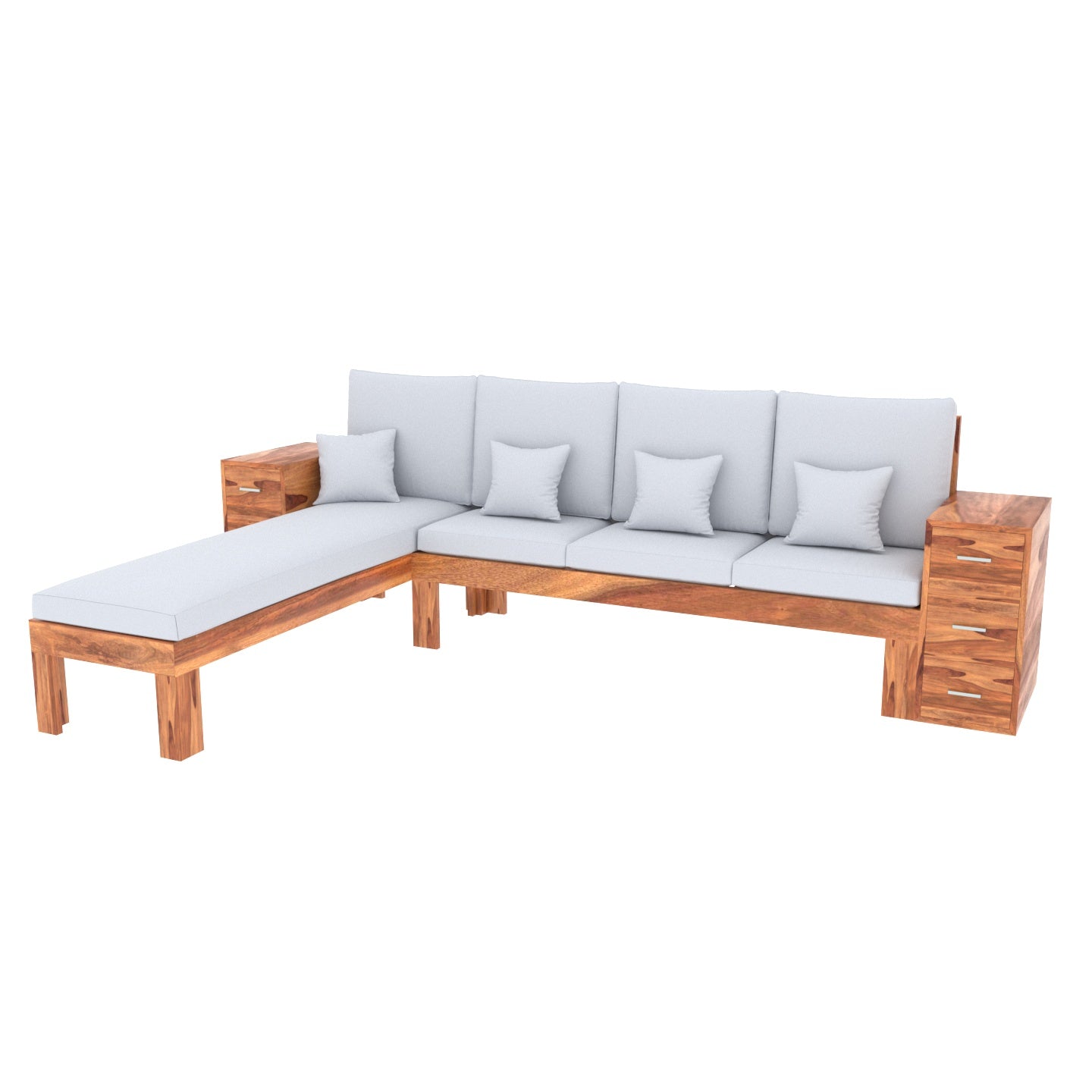 Slate Light Gray Classic Six Seater Sheesham Wooden Sofa Sofa