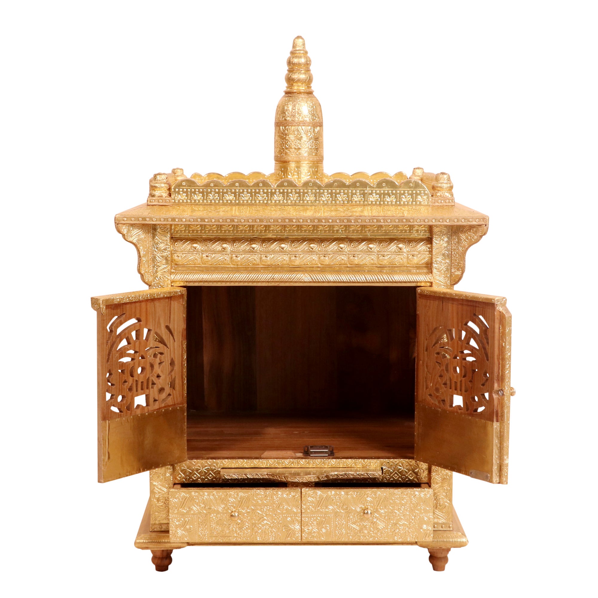 Brass Fitted Teak wood Royal Rajdhani Temple Temple
