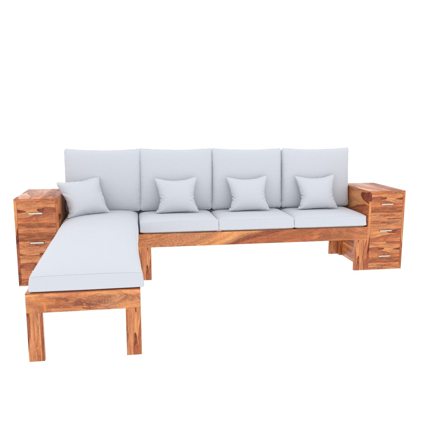 Slate Light Gray Classic Six Seater Sheesham Wooden Sofa Sofa