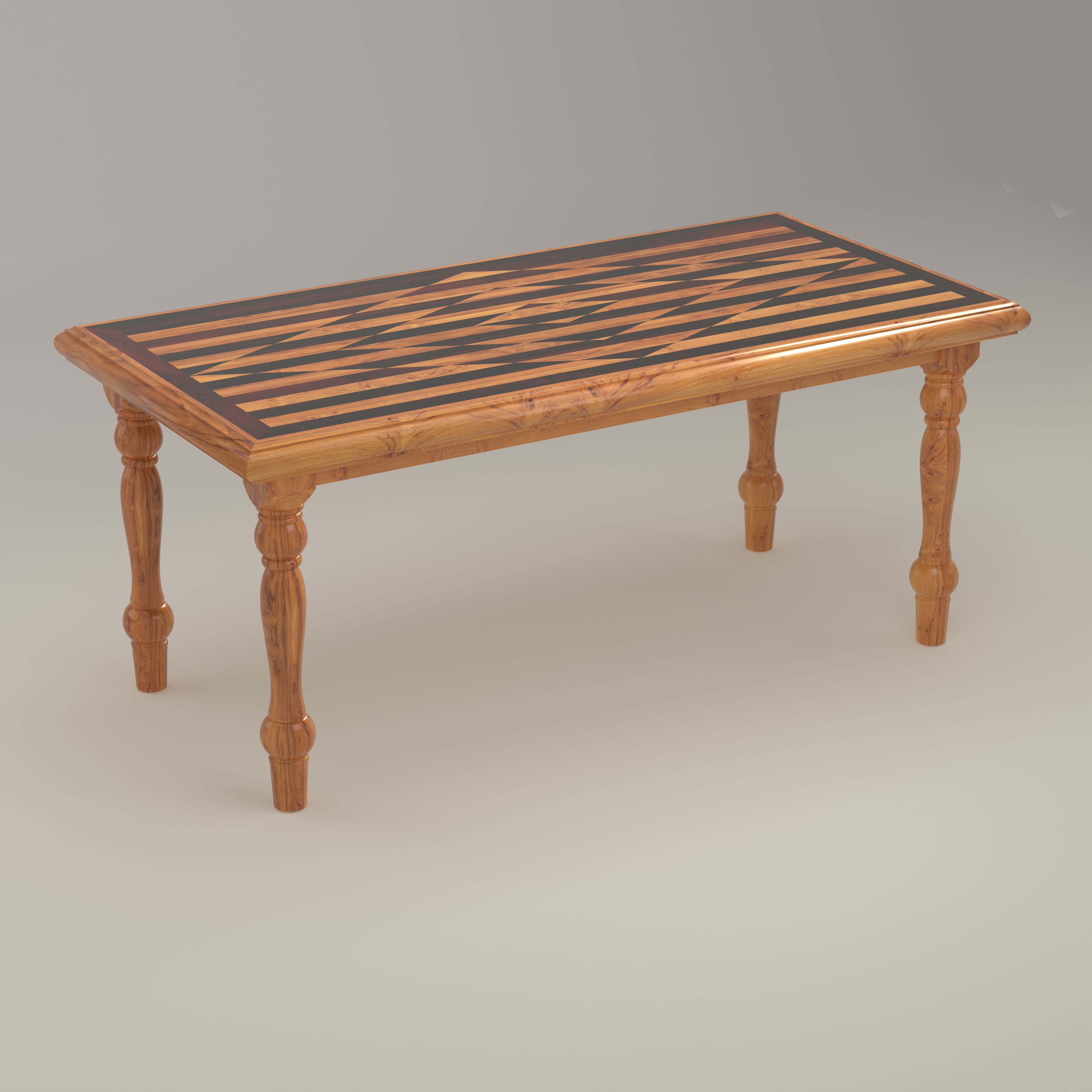 Elegant Top Strip Style Teak Wooden Dining Table Dining Table