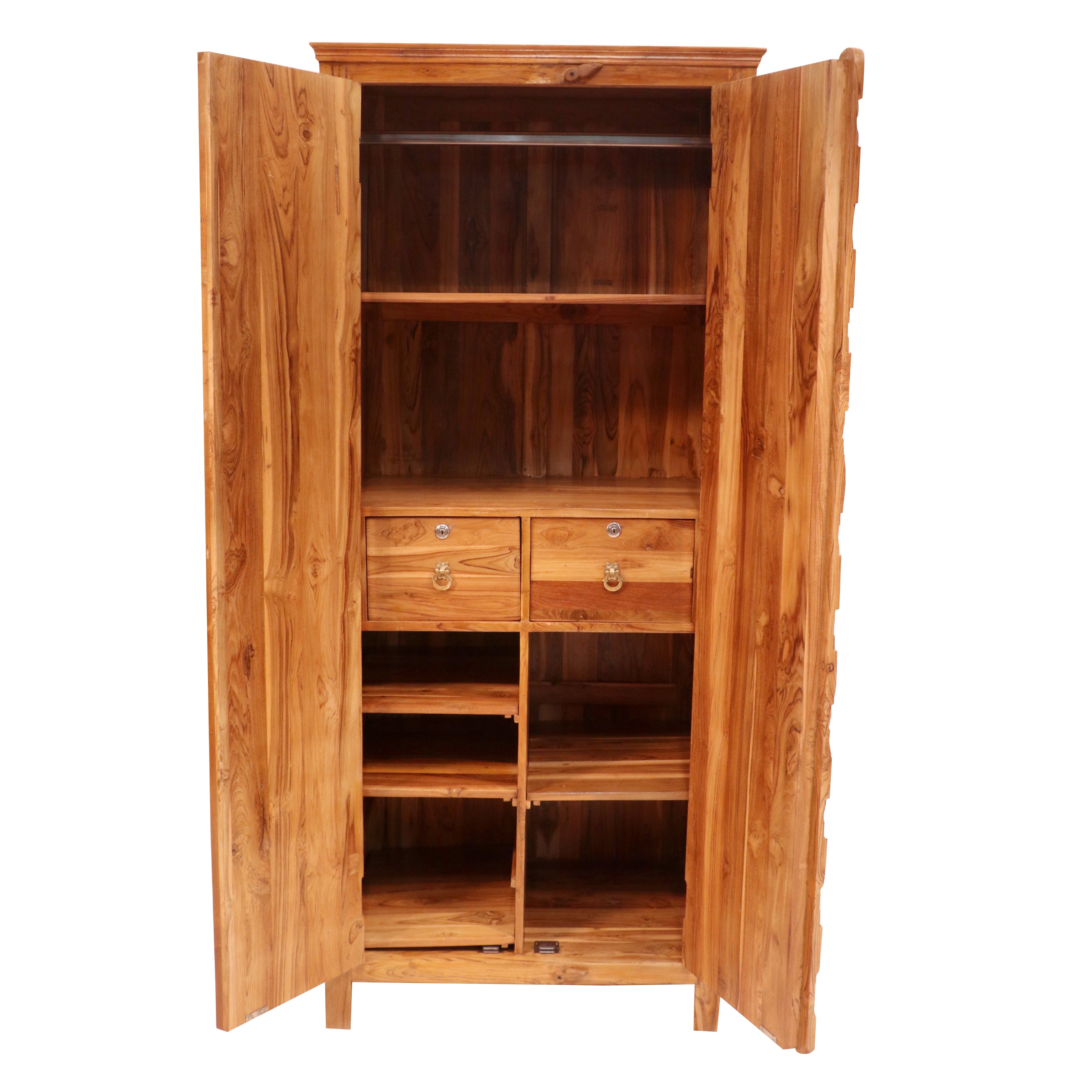 Classic Multiple Storage & Block Style Handmade Large Wooden Cupboard for Home Wardrobe