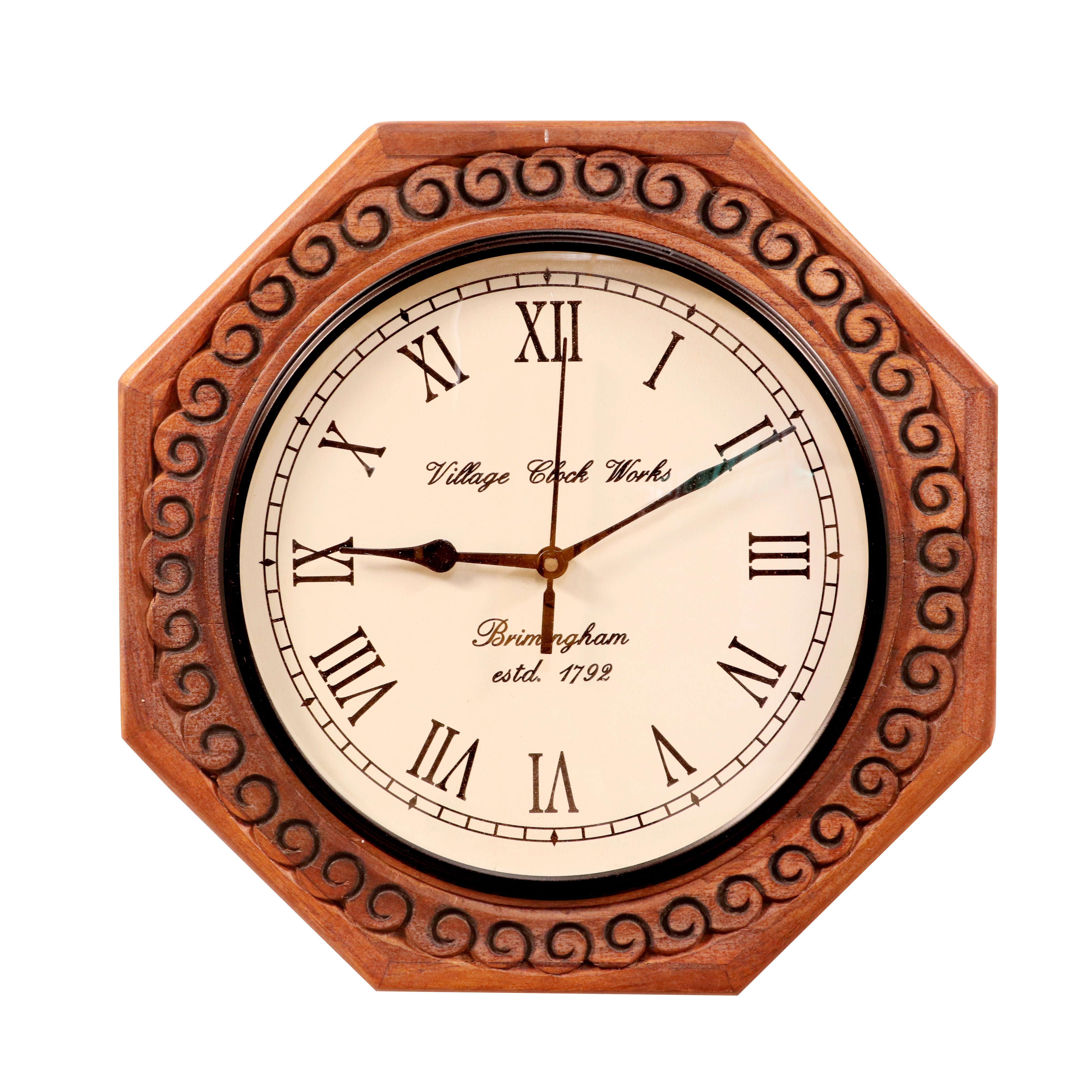 Old Historical Glance Design Carved Handmade Wooden Wall Clock Clock