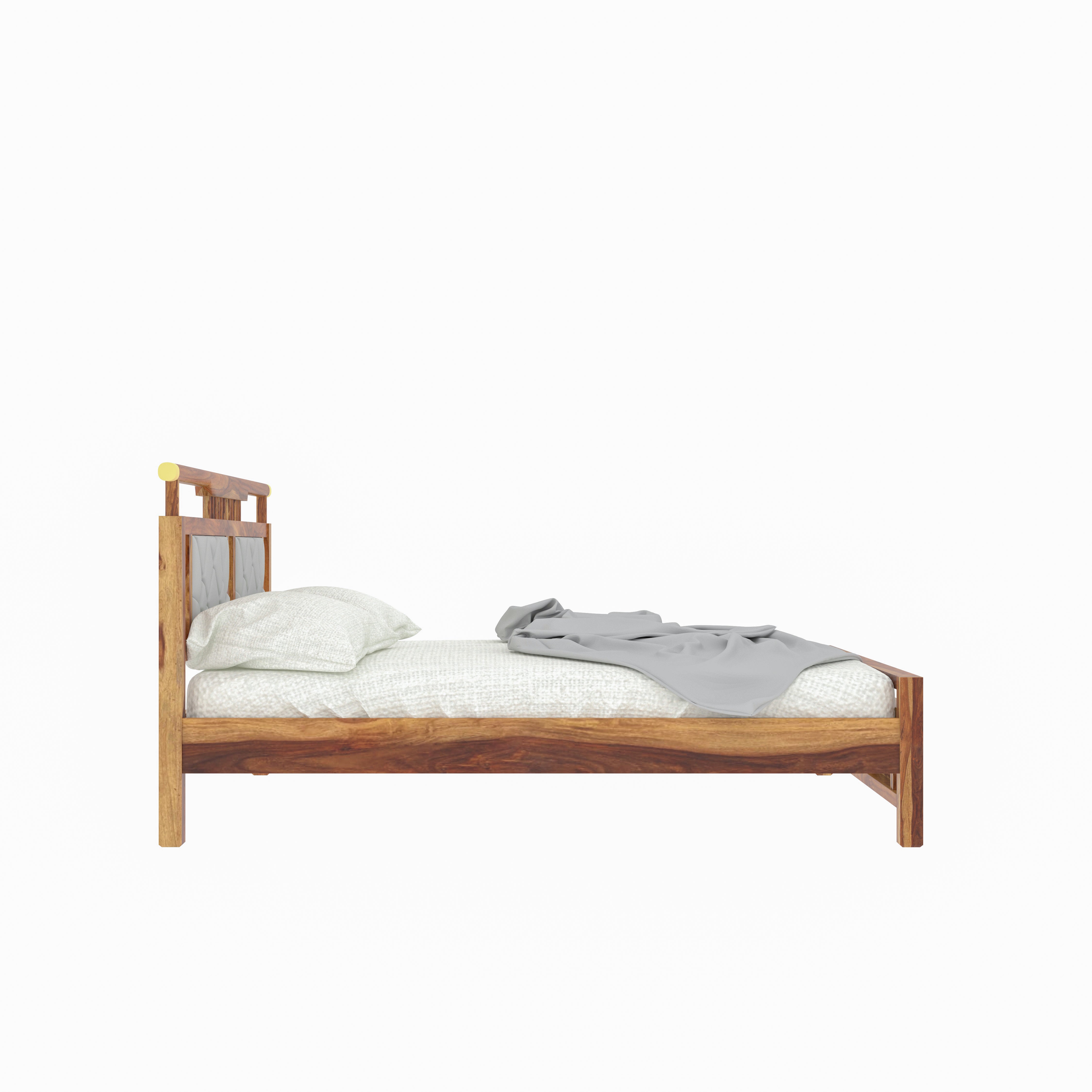 Vintage Natural Crown Finished Wooden Antique Handmade Bed Bed