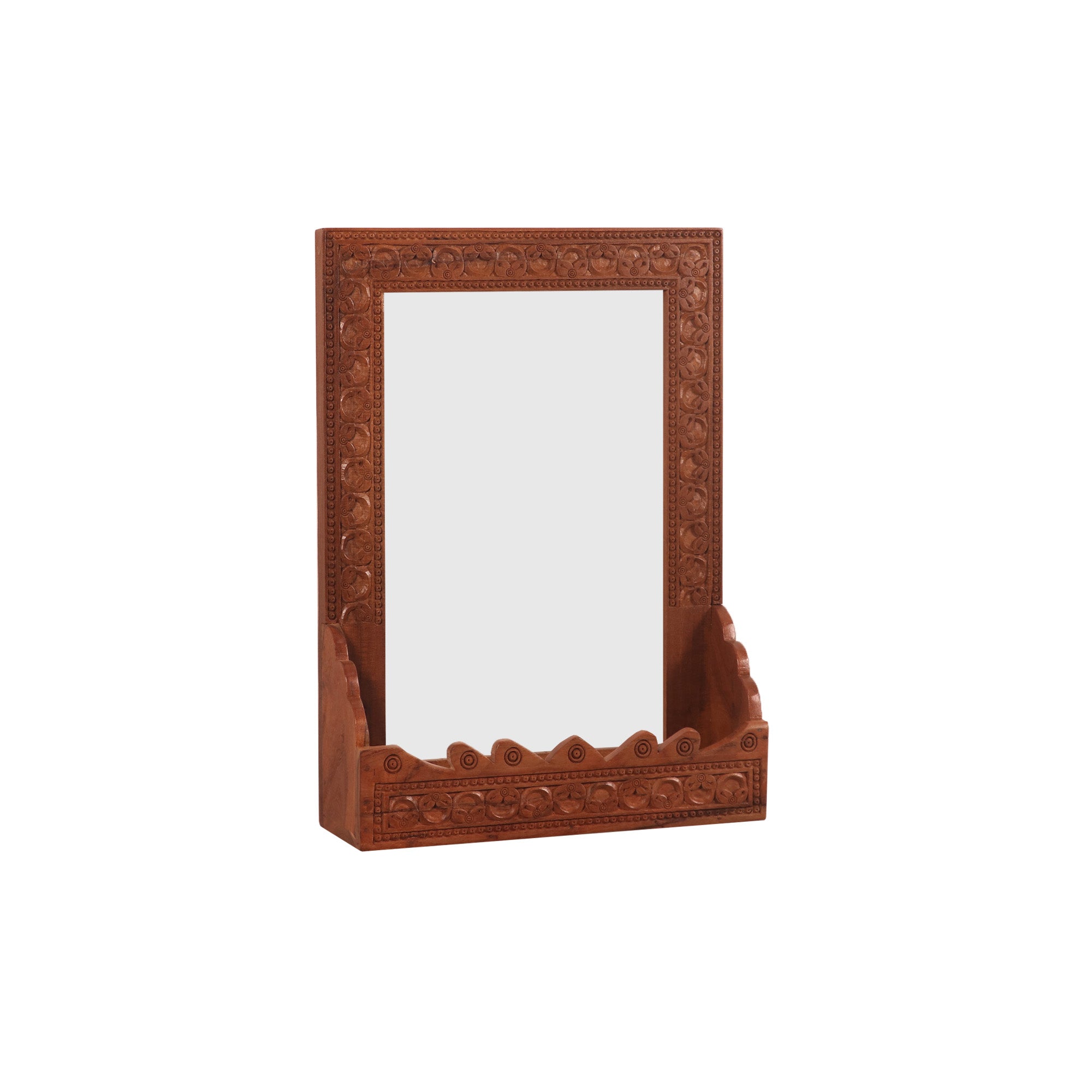 Beautifully Carved mirror with Shelf Mirror