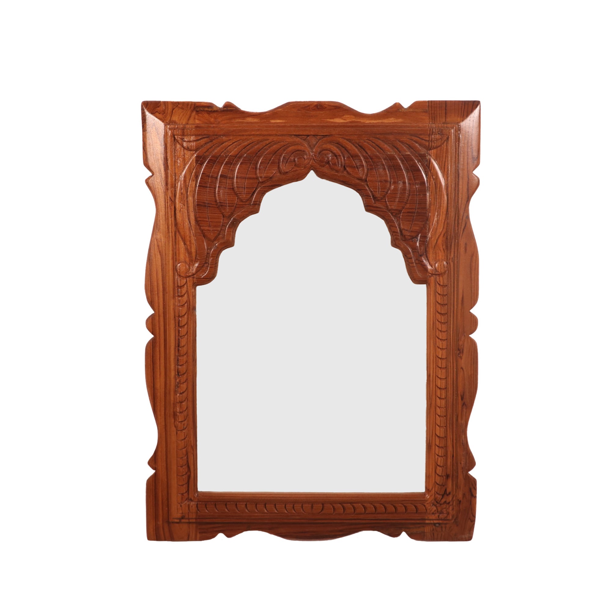 Beautifully carved flower pattern Teak Mirror Frame Mirror
