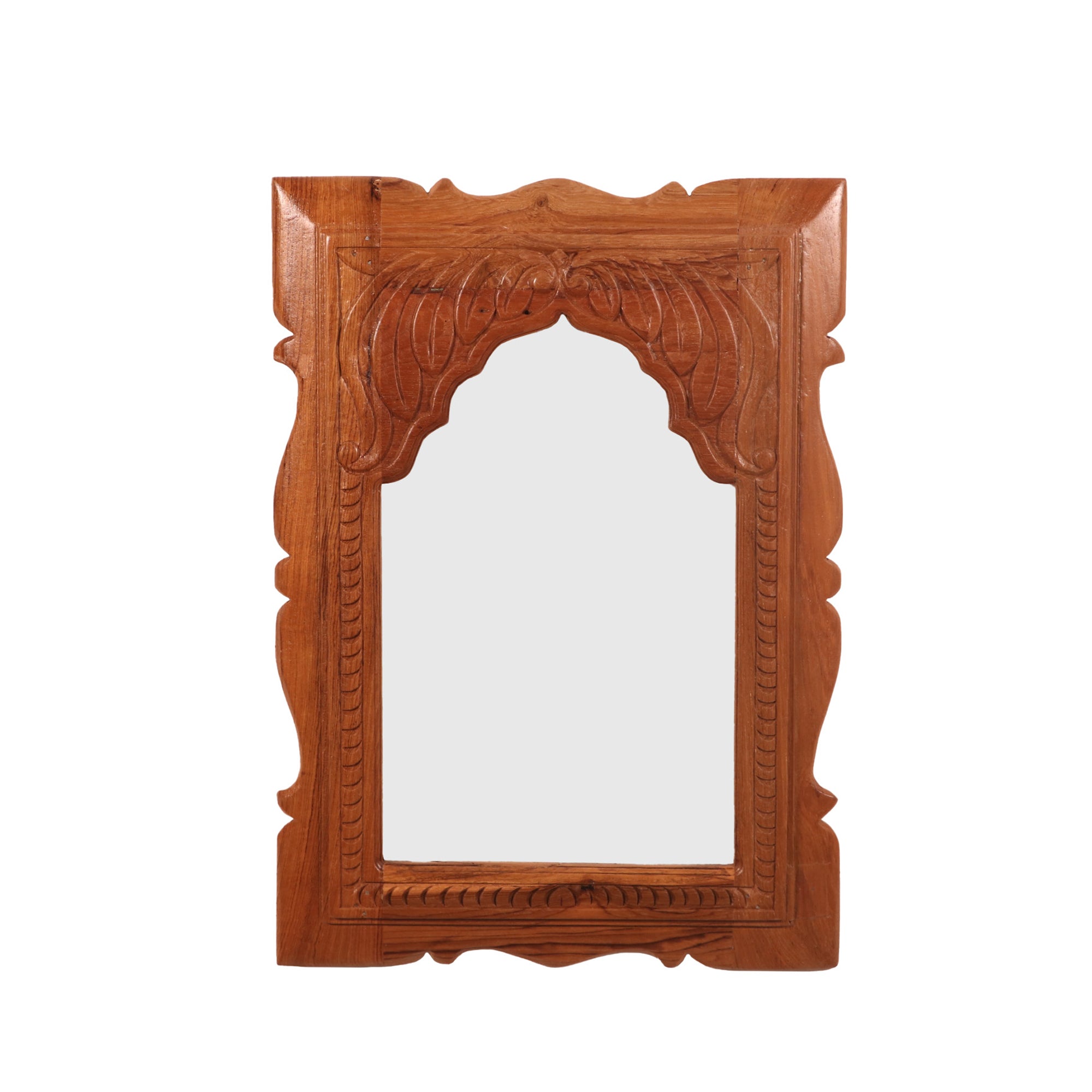 Carved flower pattern Teak Mirror Frame Mirror