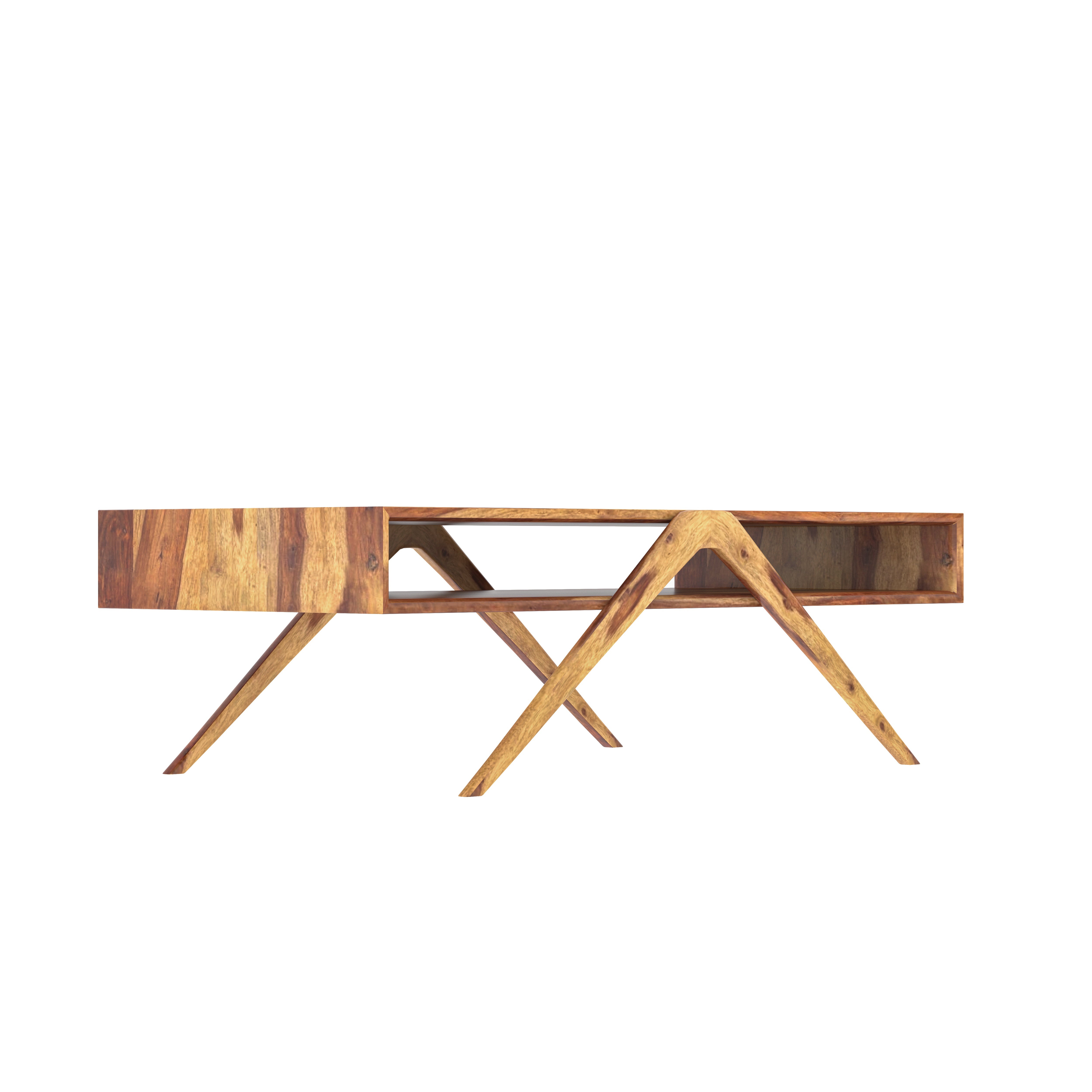 Denver Flora Finished Cross Legs Wooden Handmade Coffee Table Coffee Table