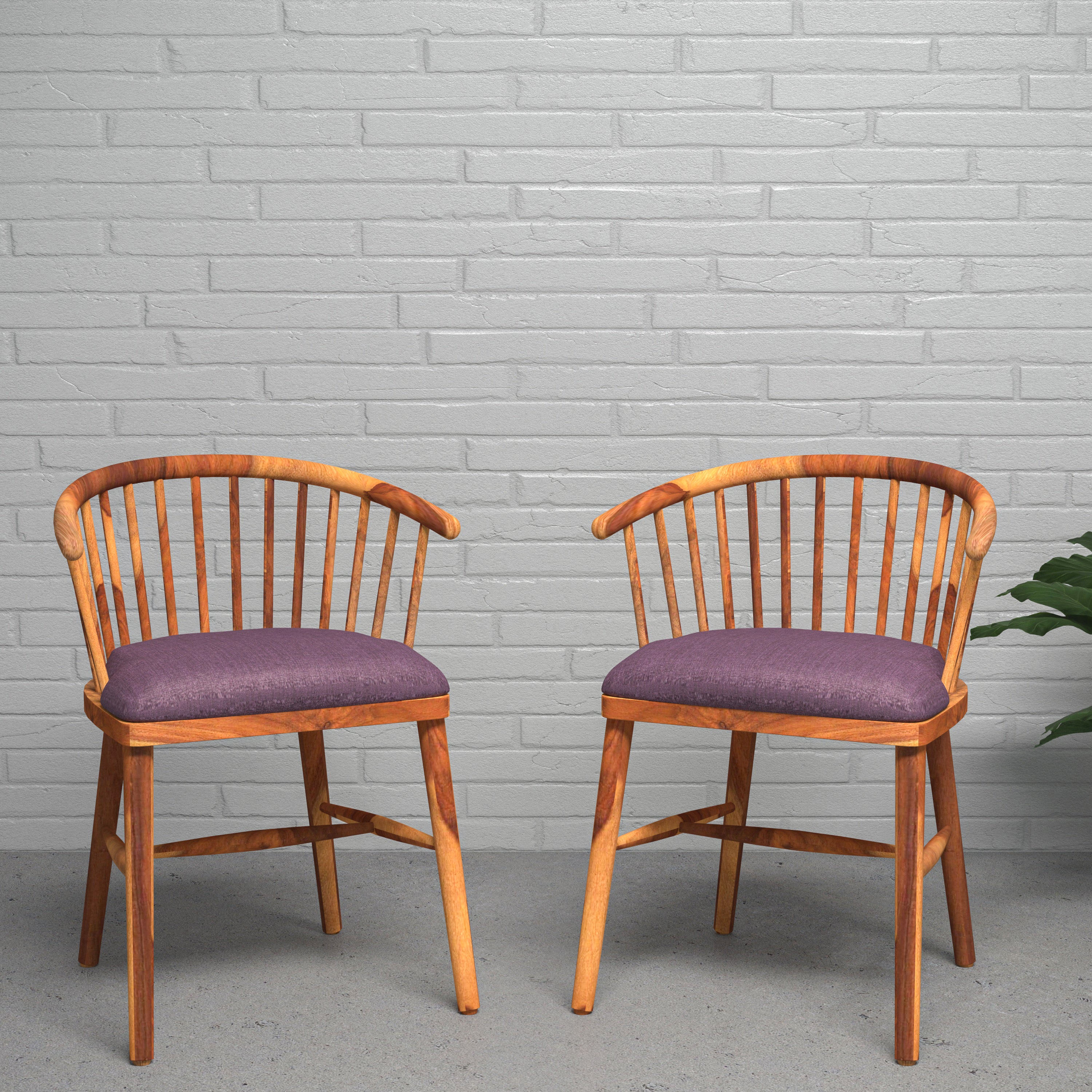 Classic Curved Back Wooden Handmade Chair Set of 2 for Home Arm Chair