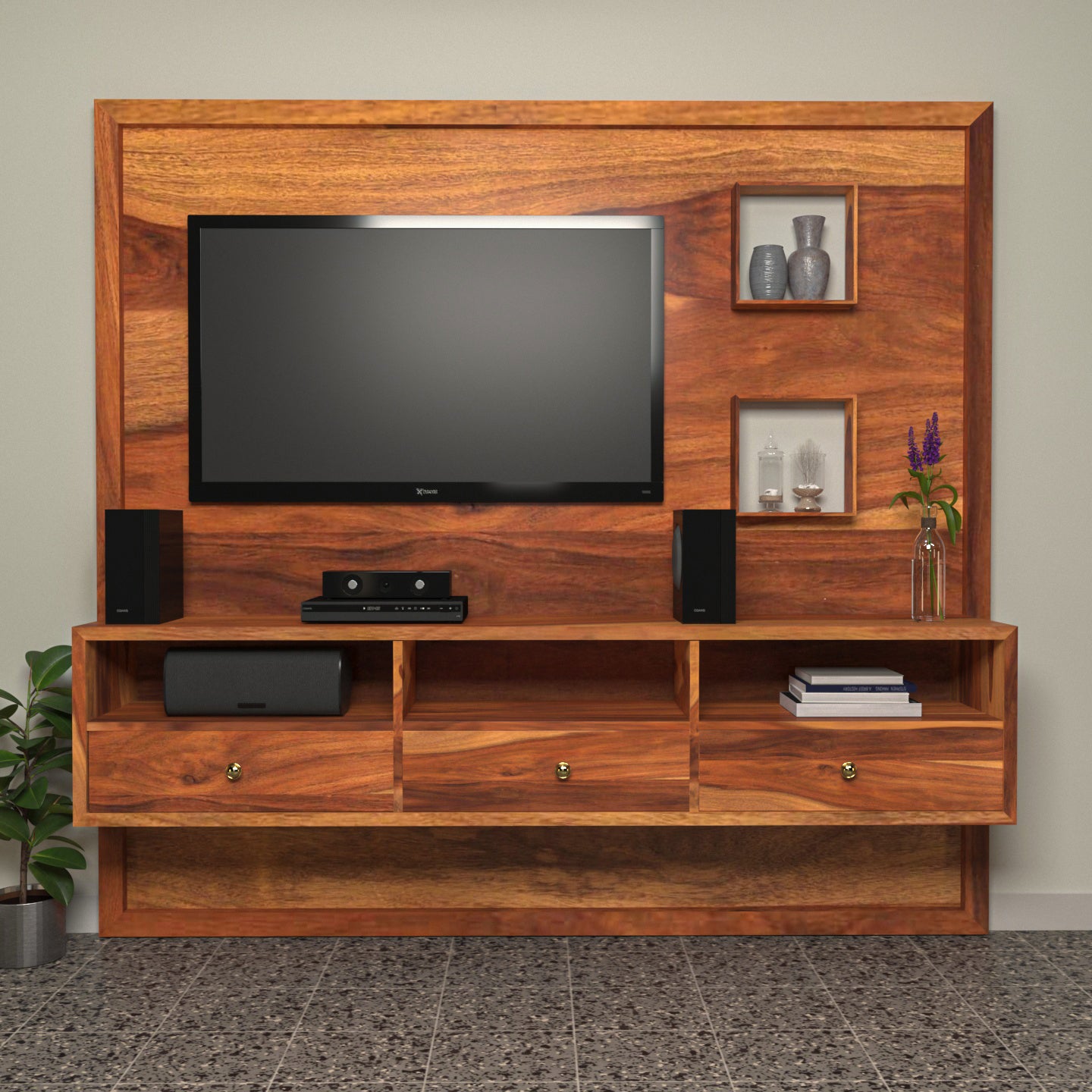 Modern Vintage Style Handmade Wooden TV Unit for Home Tv stand