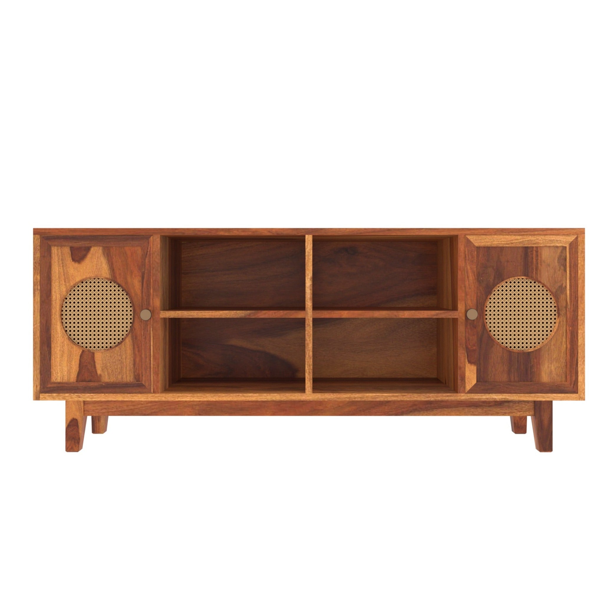 Natural Dark Mahogany Handmade Wooden Multistorage TV Stand Tv stand