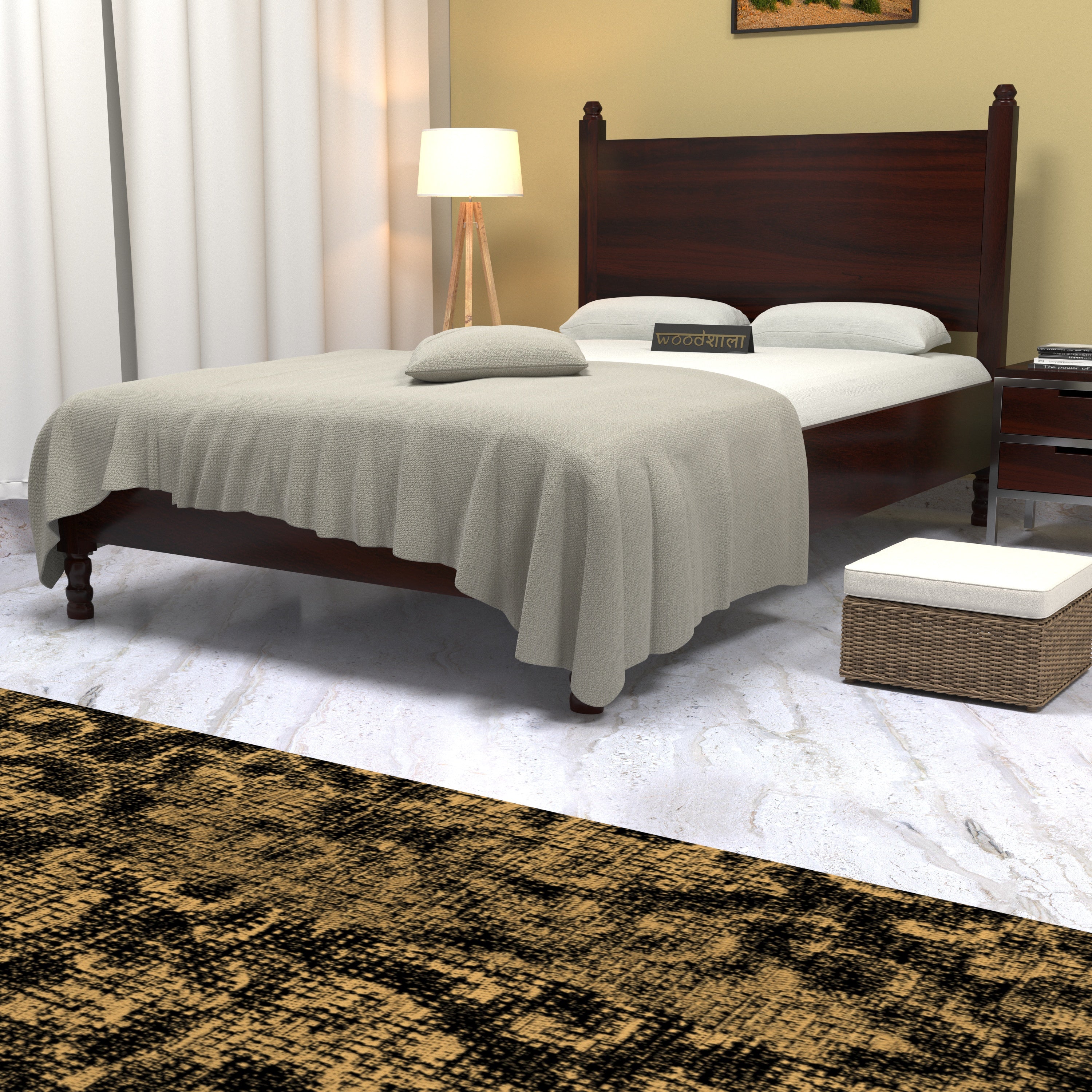 Charming Solid wood American Single Bed Acacia wood Bed